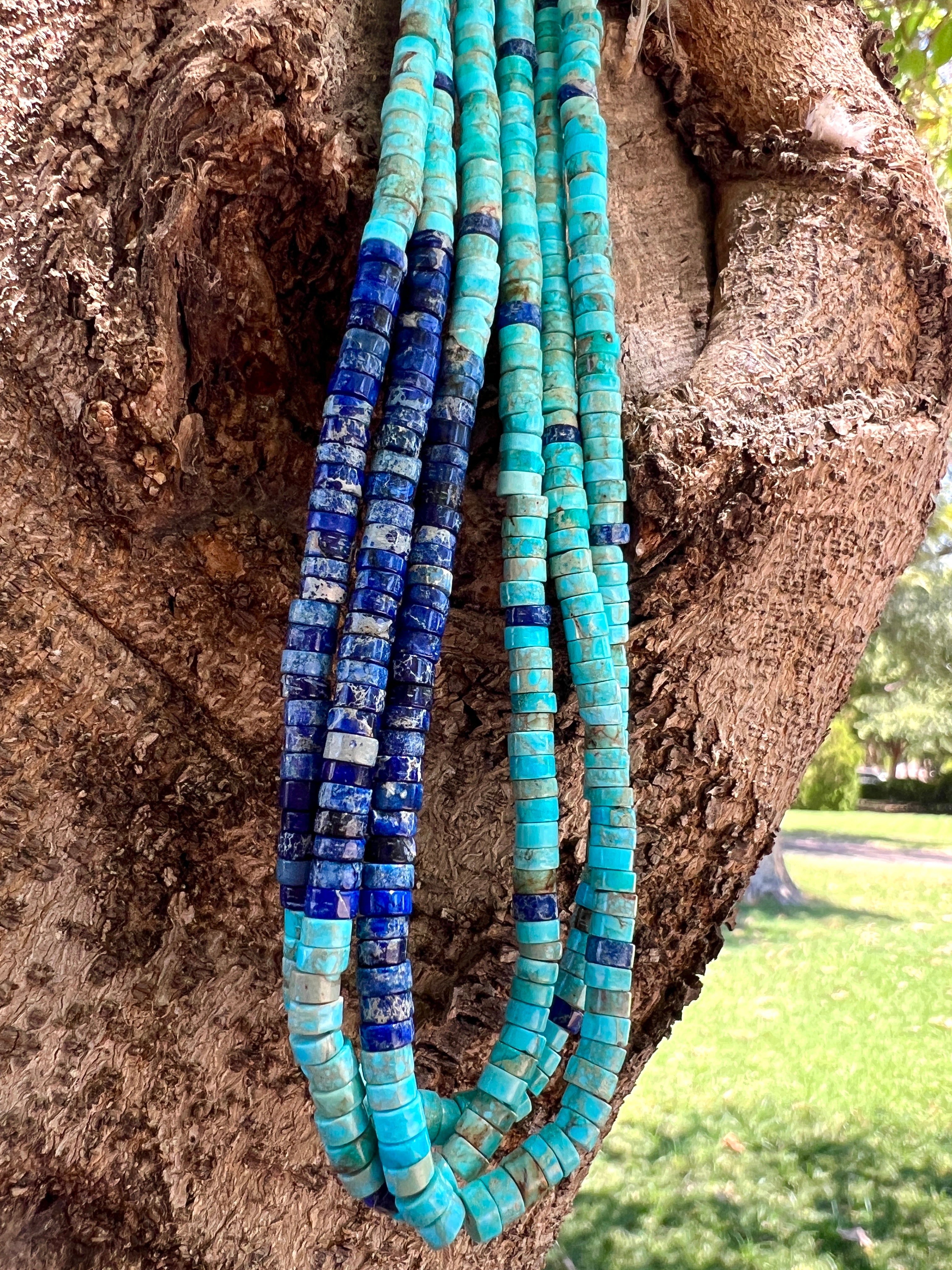 Lapis, Turquoise, and Heishi Necklace Santo Domingo