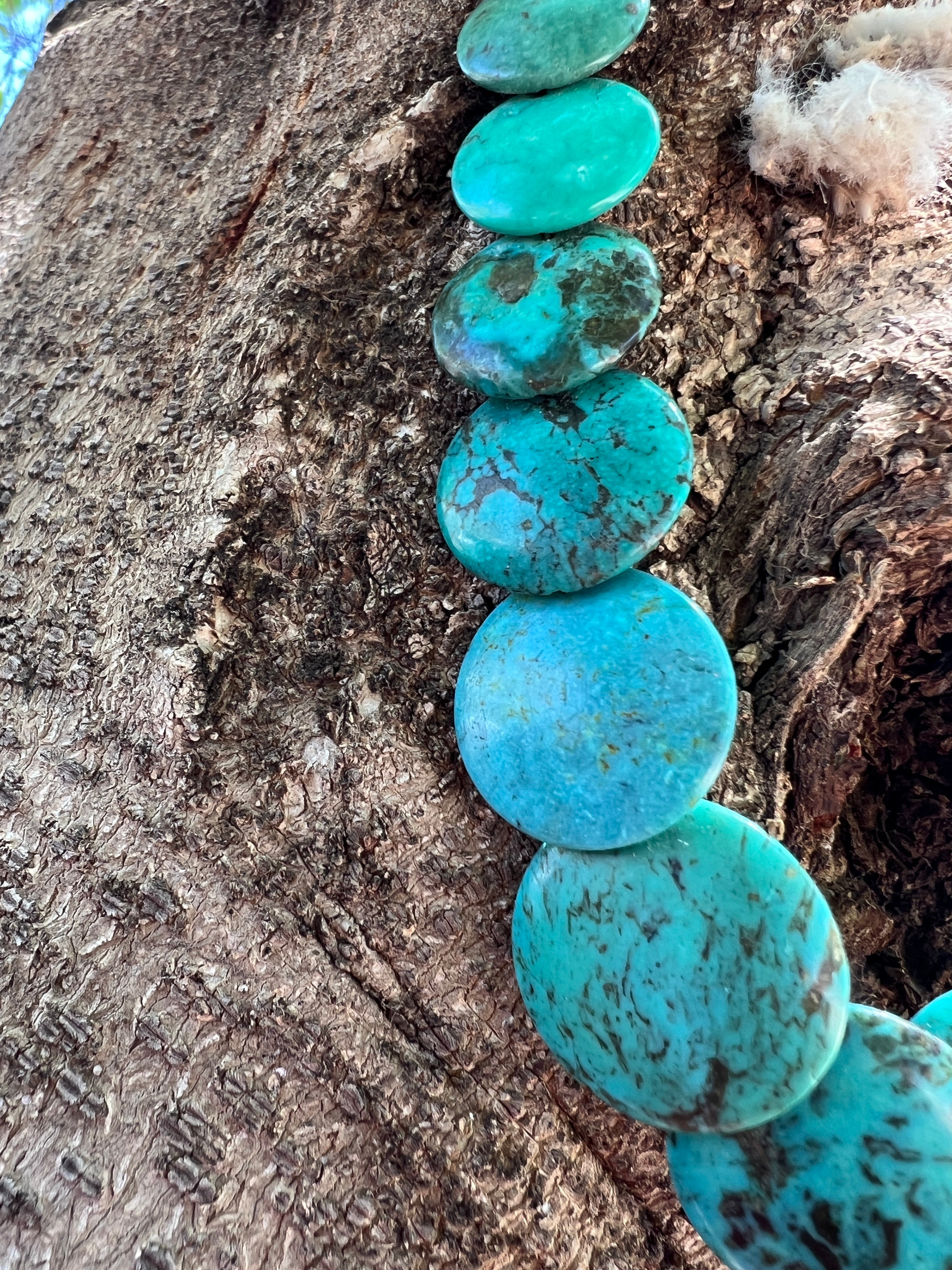 Rare Royston Turquoise Disc Necklace Santo Domingo