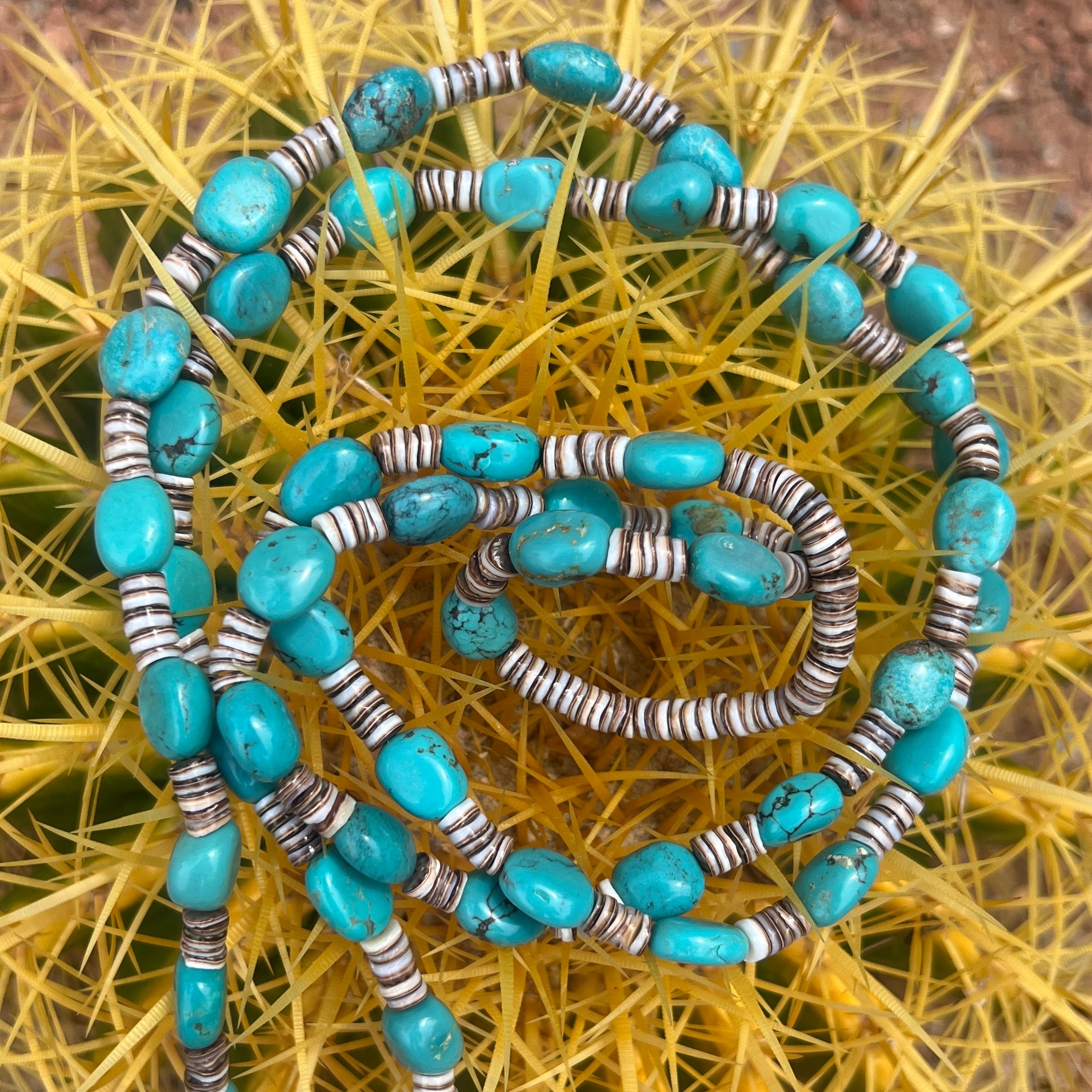 Rare Sleeping Beauty Turquoise and Heishi Santo Domingo Necklace