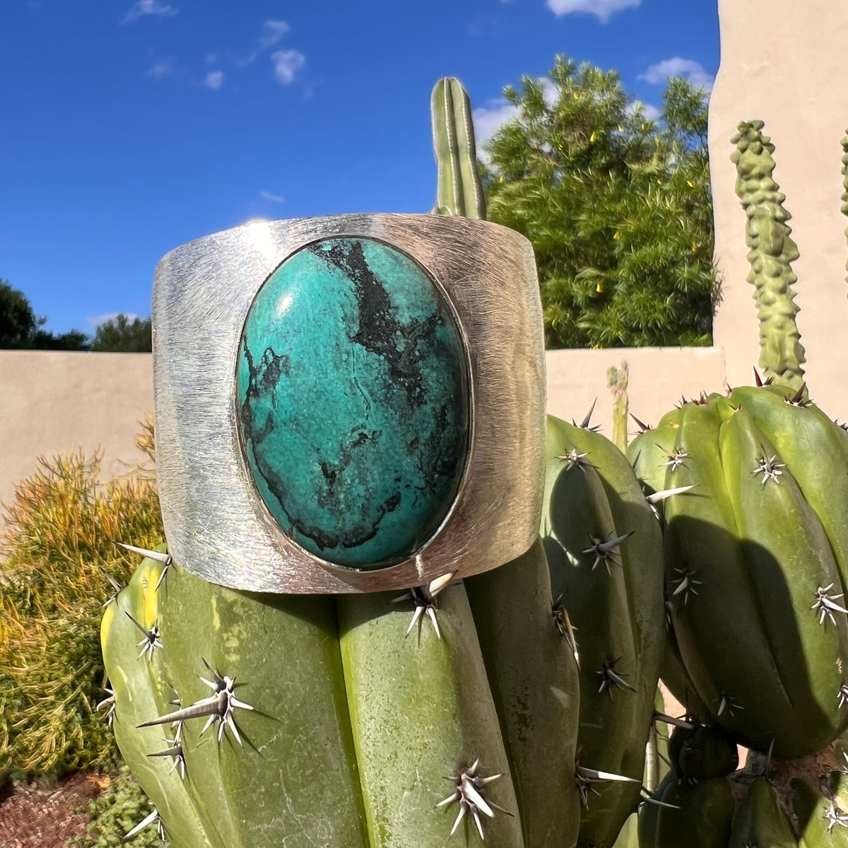 Tibetan Turquoise Hammered Silver Cuff