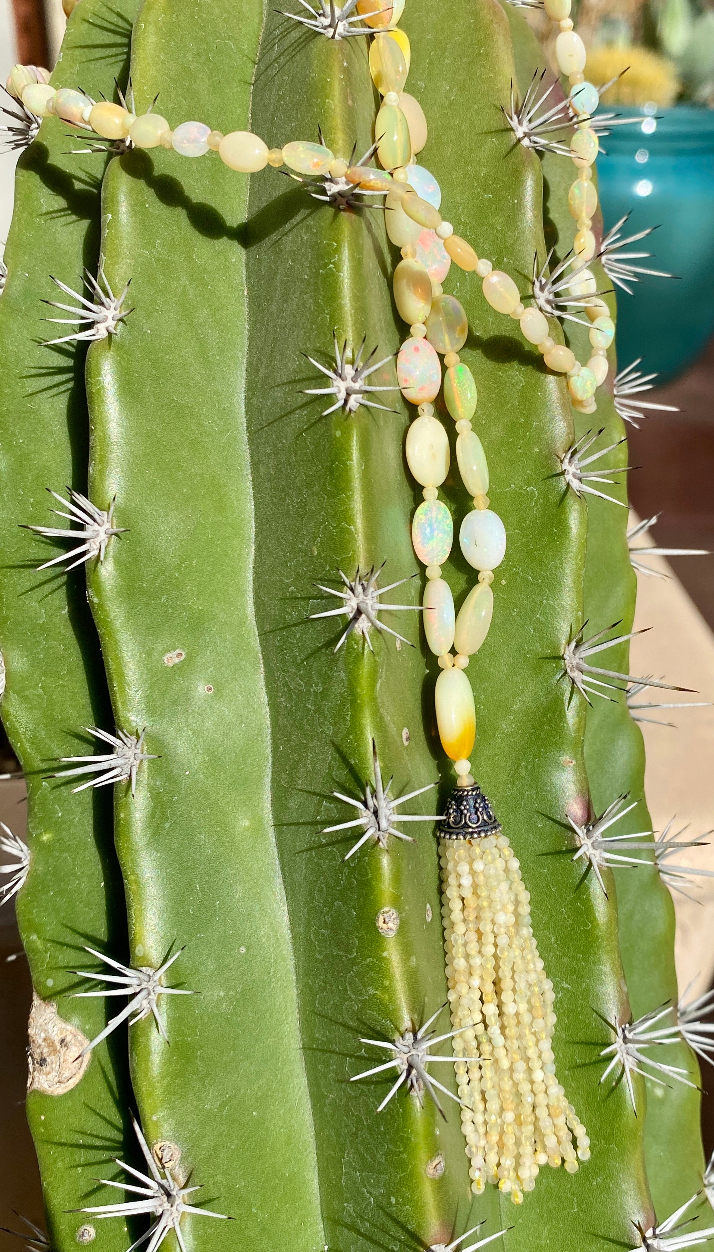 Semi-Precious Ethiopian Opal Oval Mala Necklace