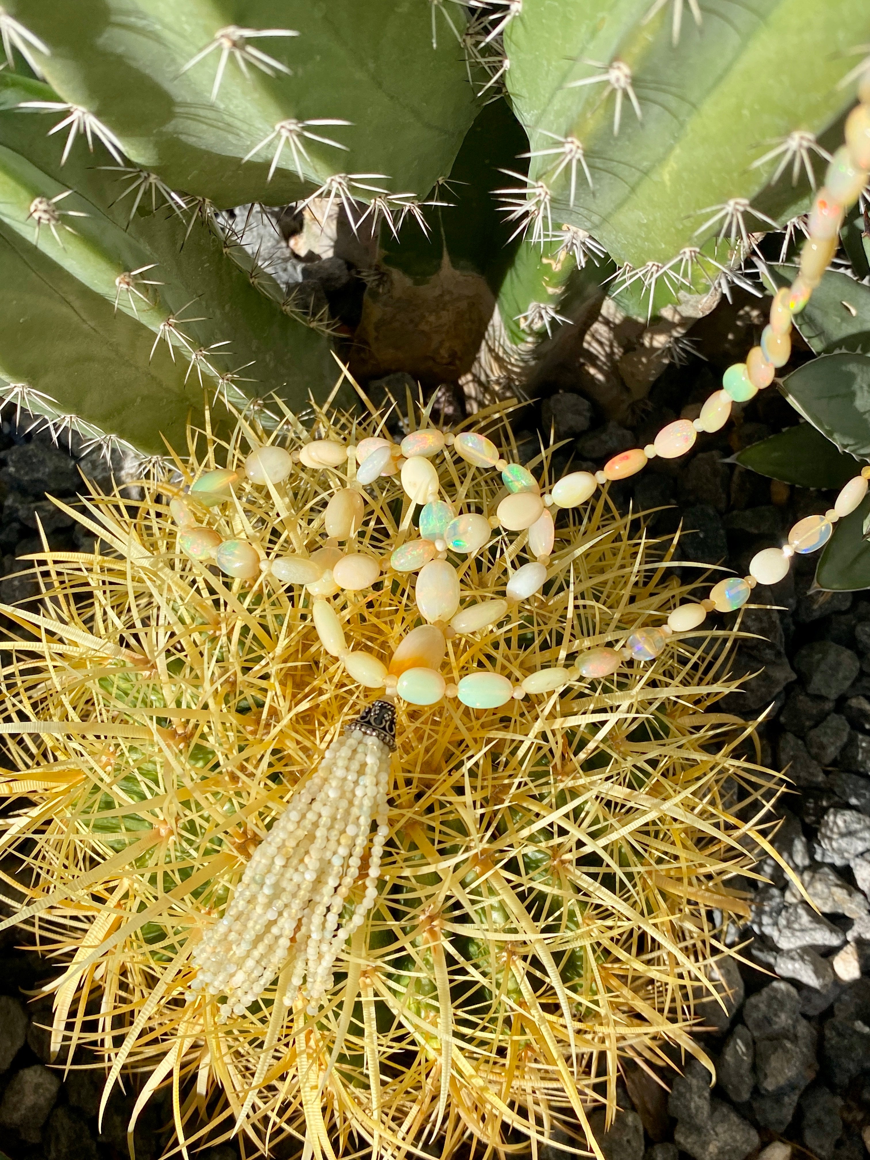 Semi-Precious Ethiopian Opal Oval Mala Necklace