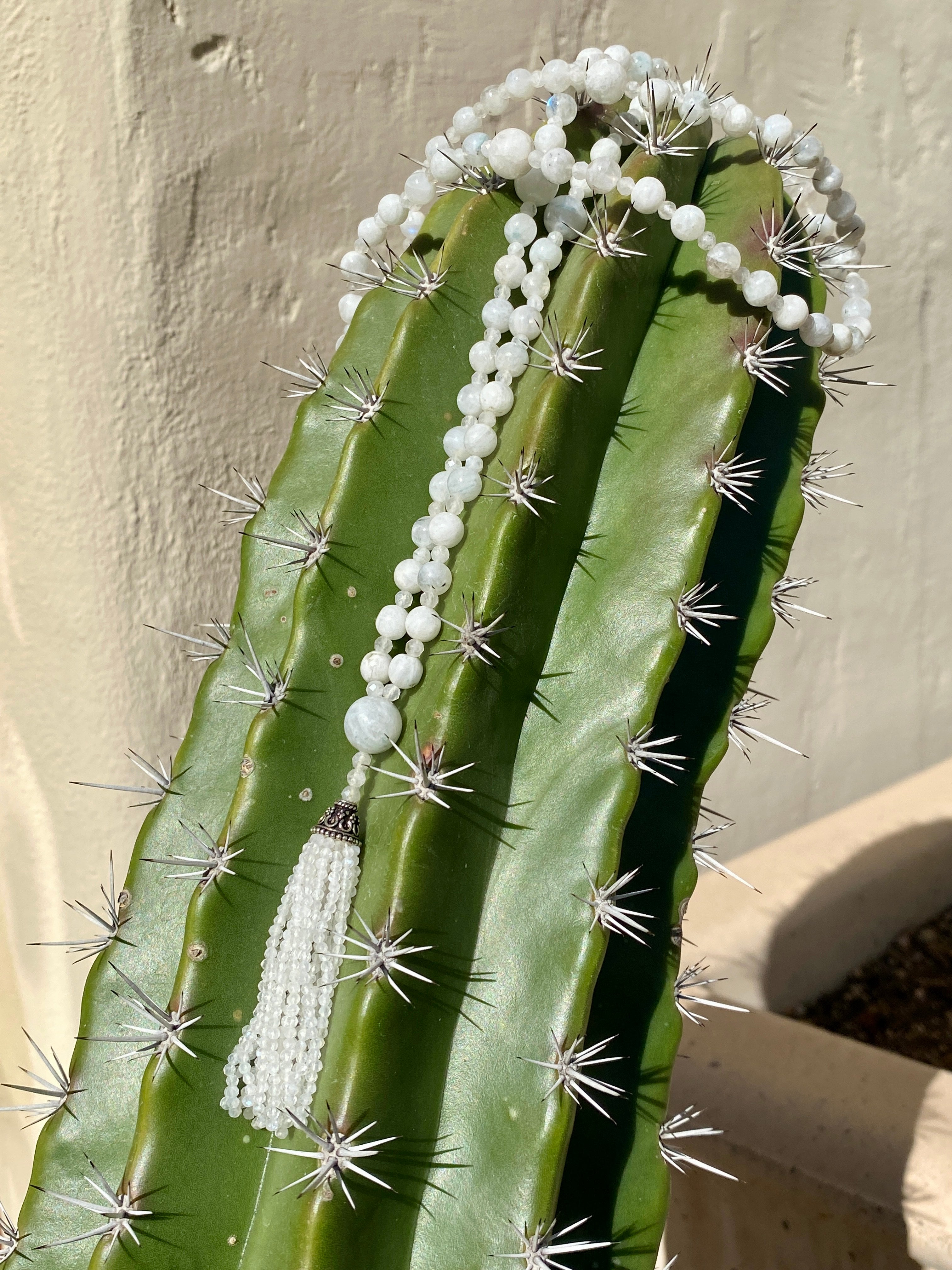 Semi Precious Rainbow Moonstone Mala