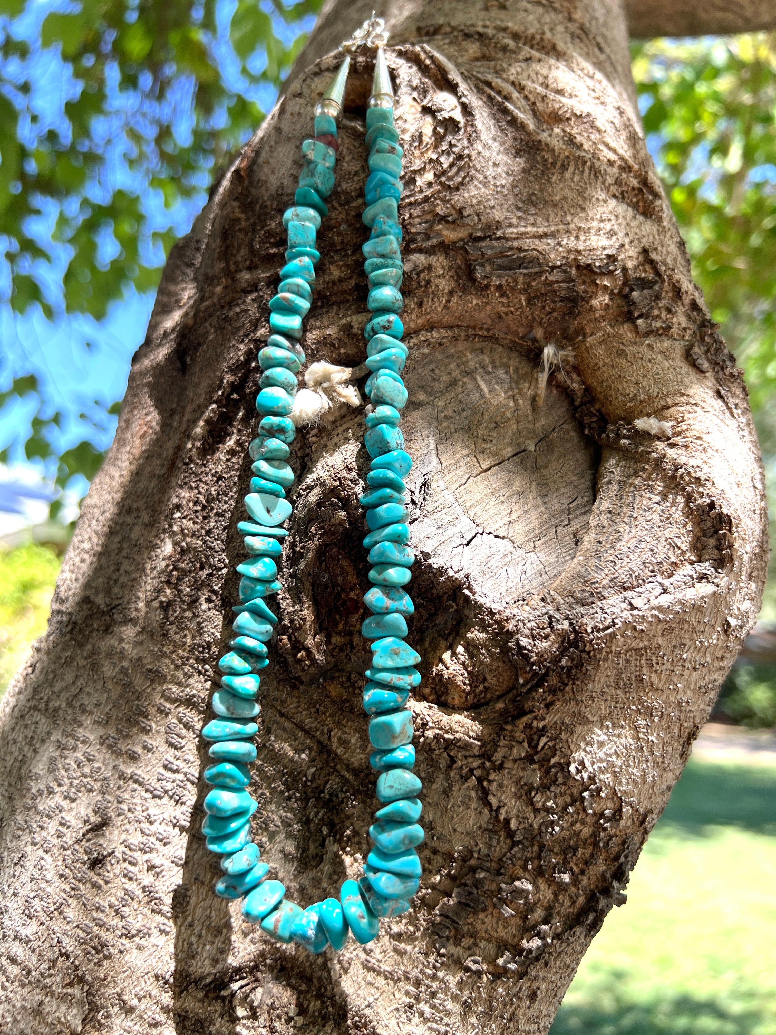 Vintage Sleeping Beauty Turquoise Nugget Necklace Santo Domingo