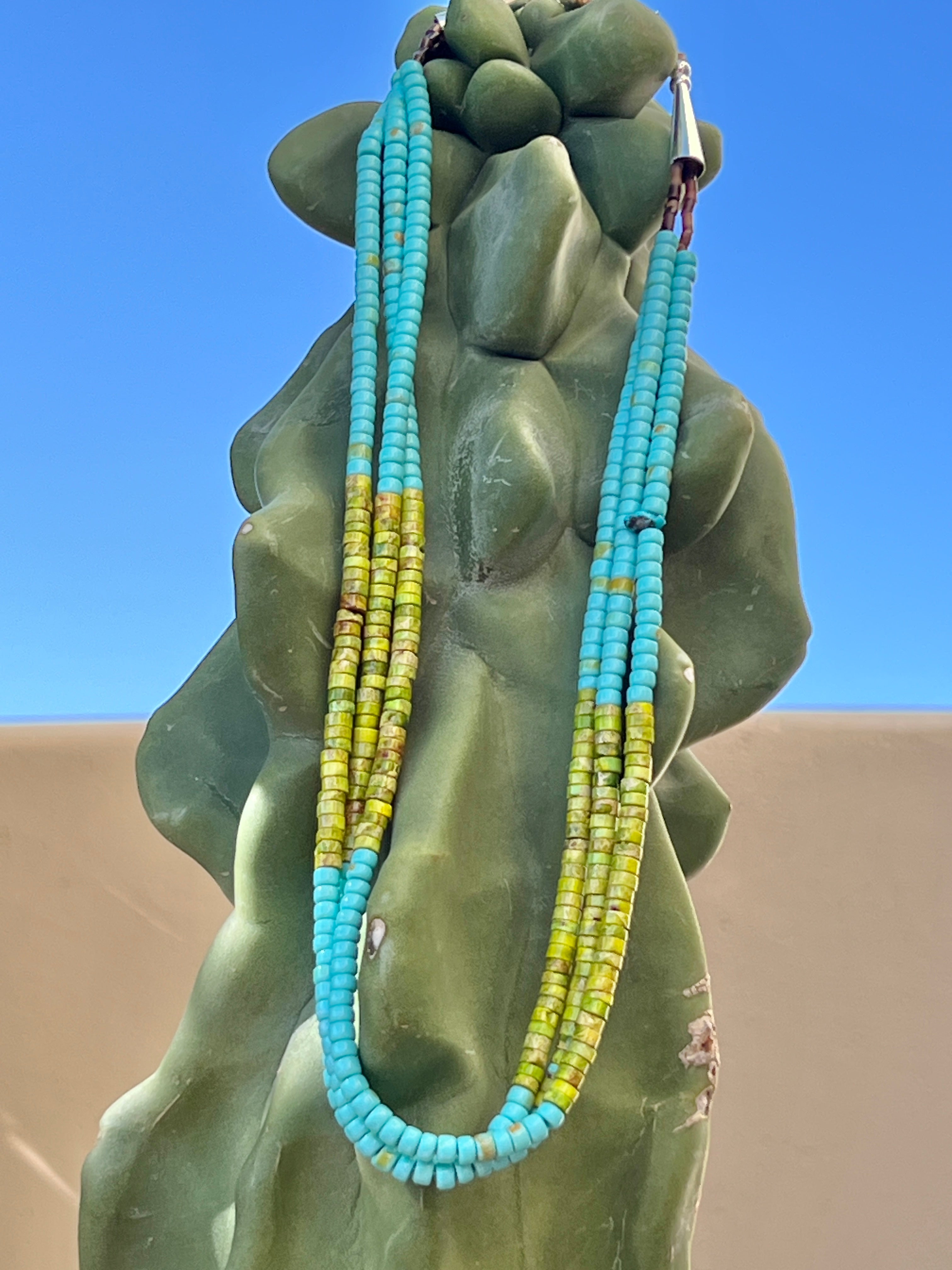 Gaspeite, Turquoise and Heishi Necklace Santo Domingo