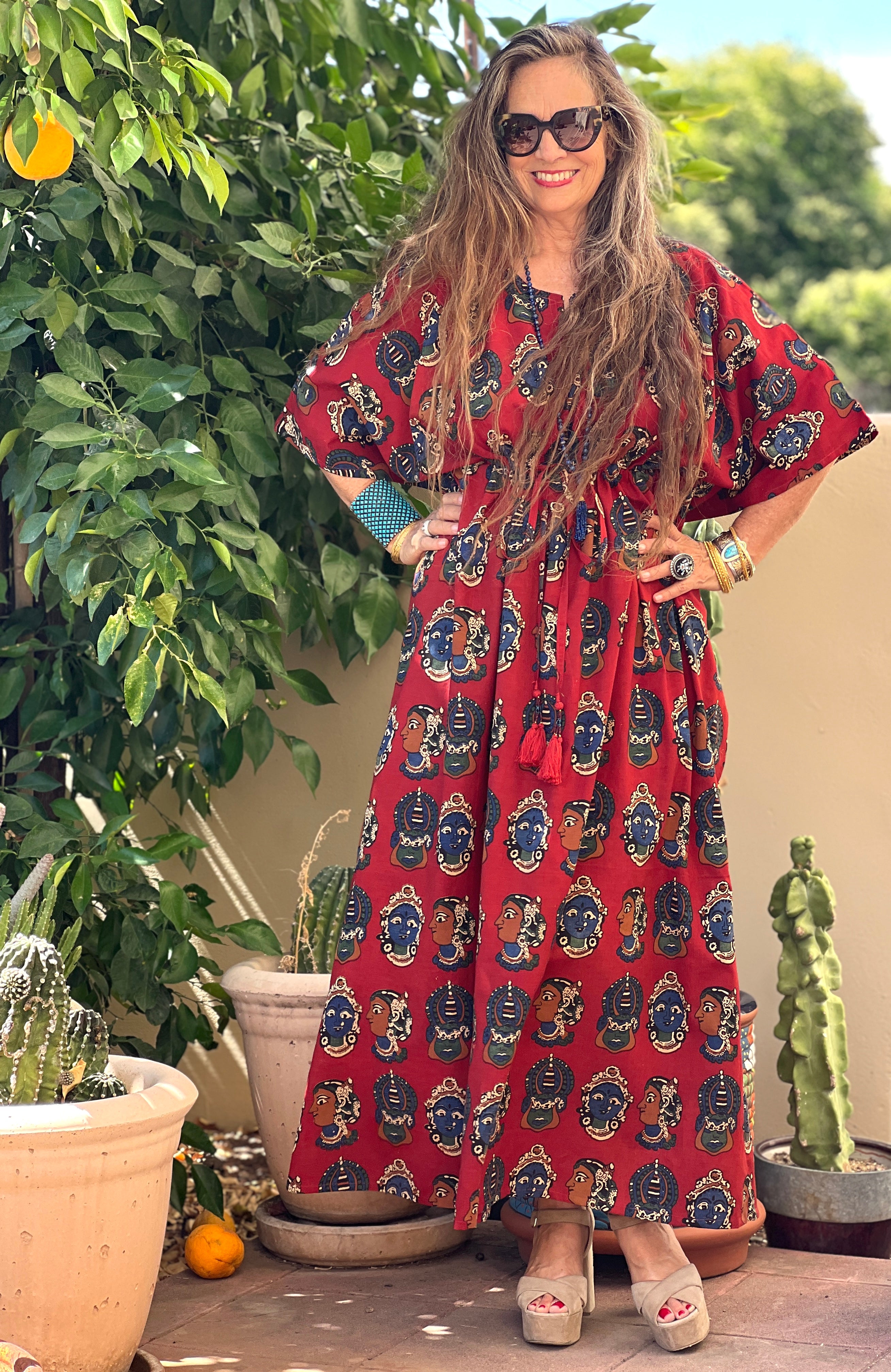 Red Goddess Ammavari  Maxi Kaftan Dress