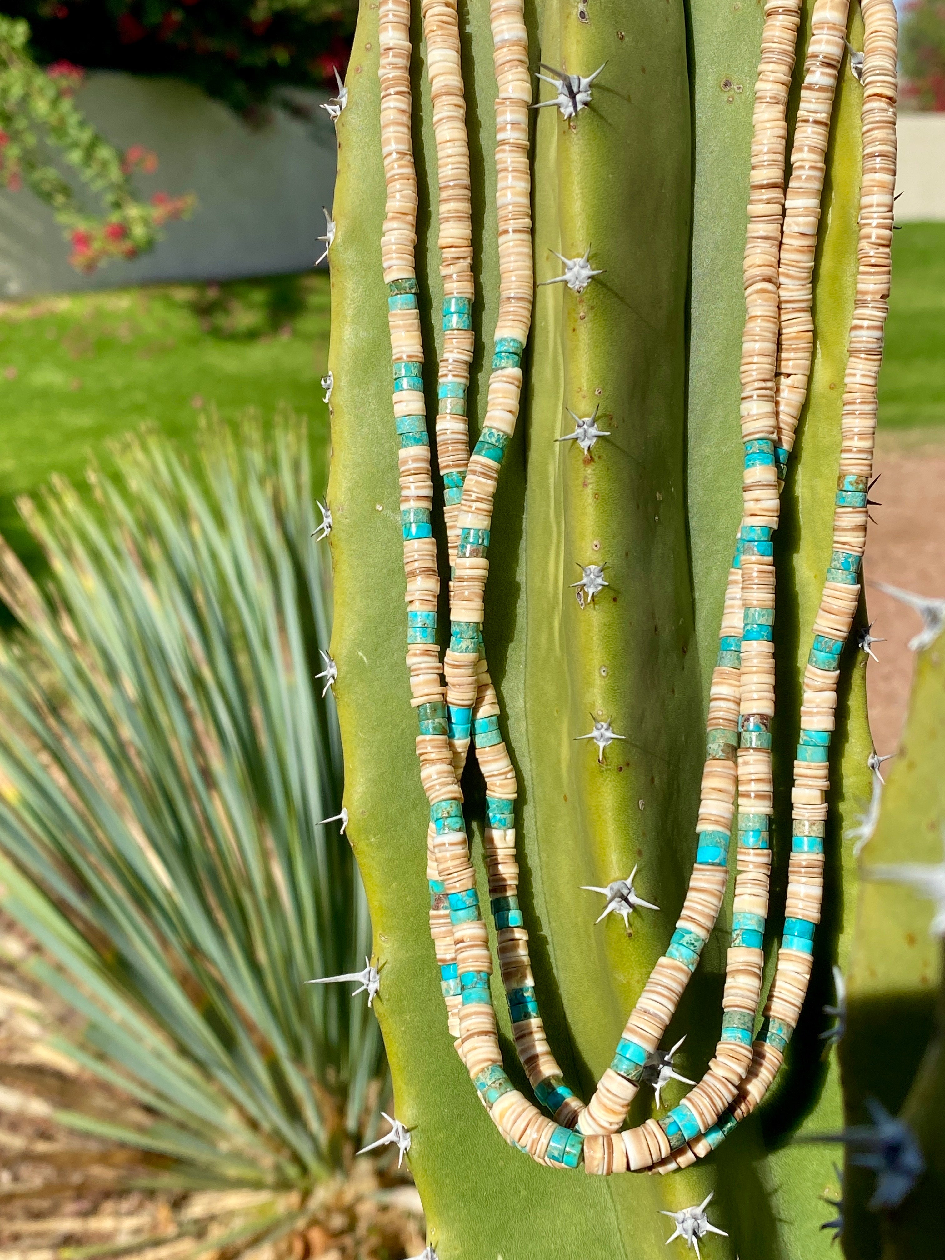 Heishi Shell and Turquoise Necklace Santo Domingo