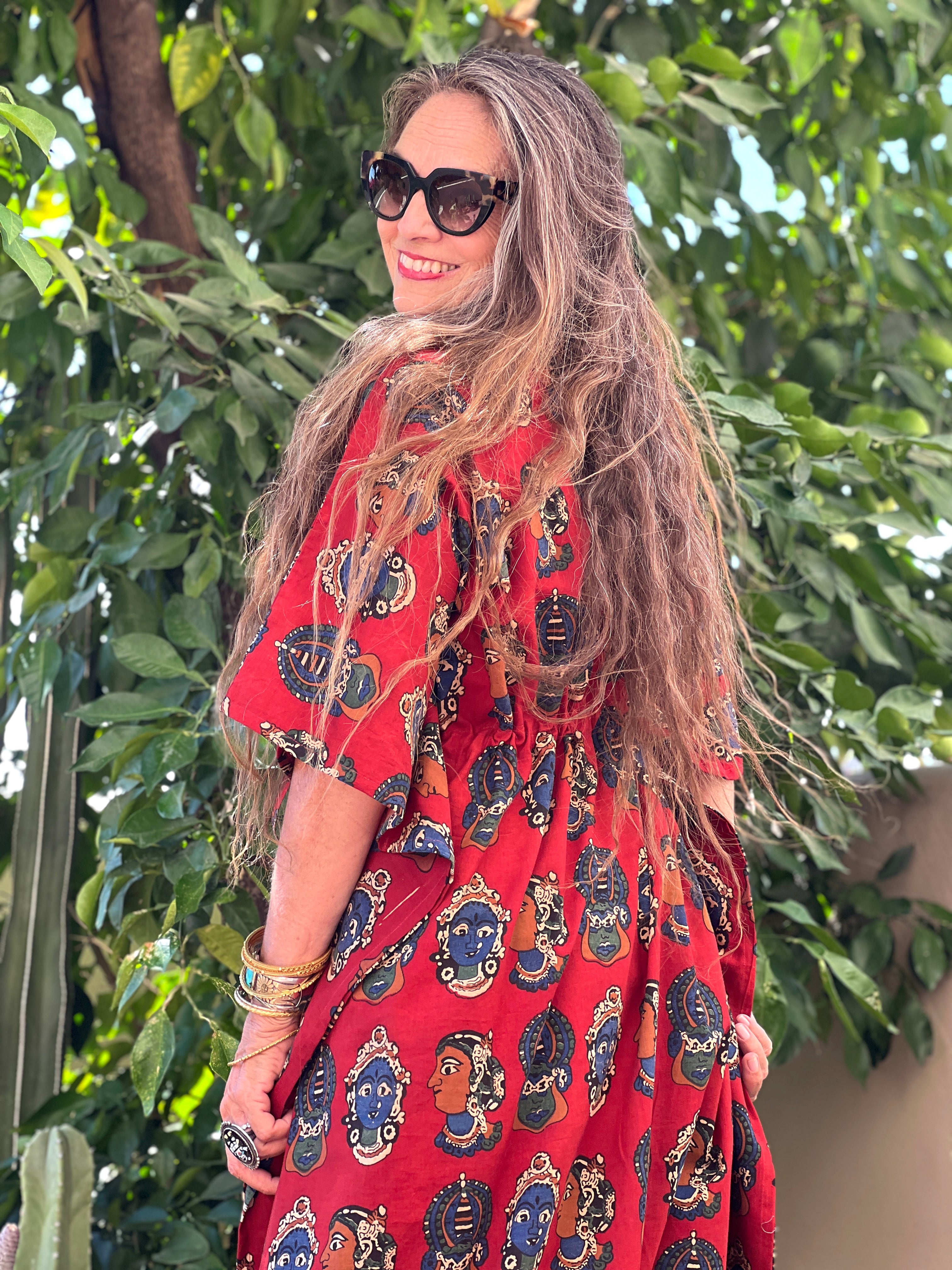Red Goddess Ammavari  Maxi Kaftan Dress