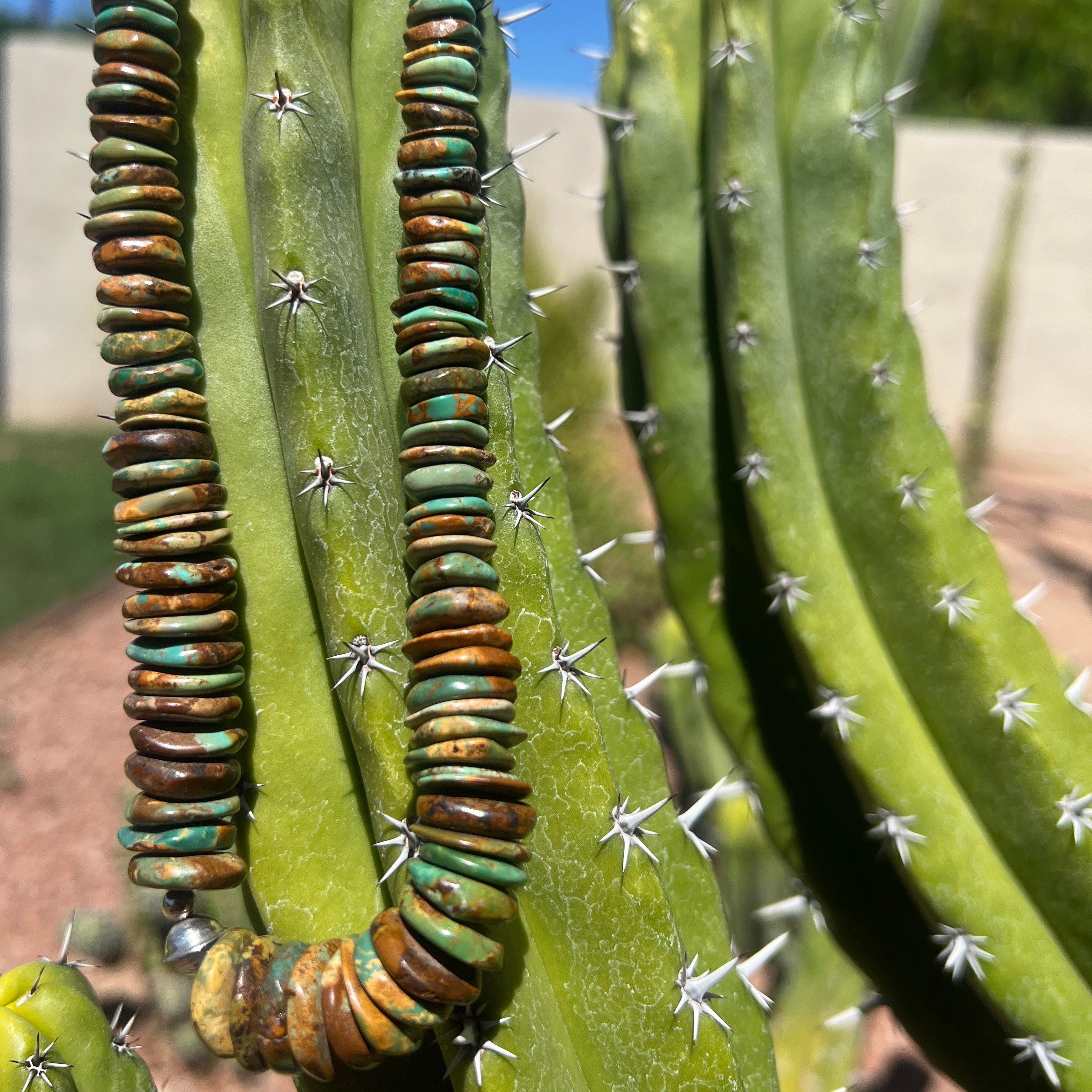 Checker Nevada Green Turquoise and Silver Necklace Santo Domingo