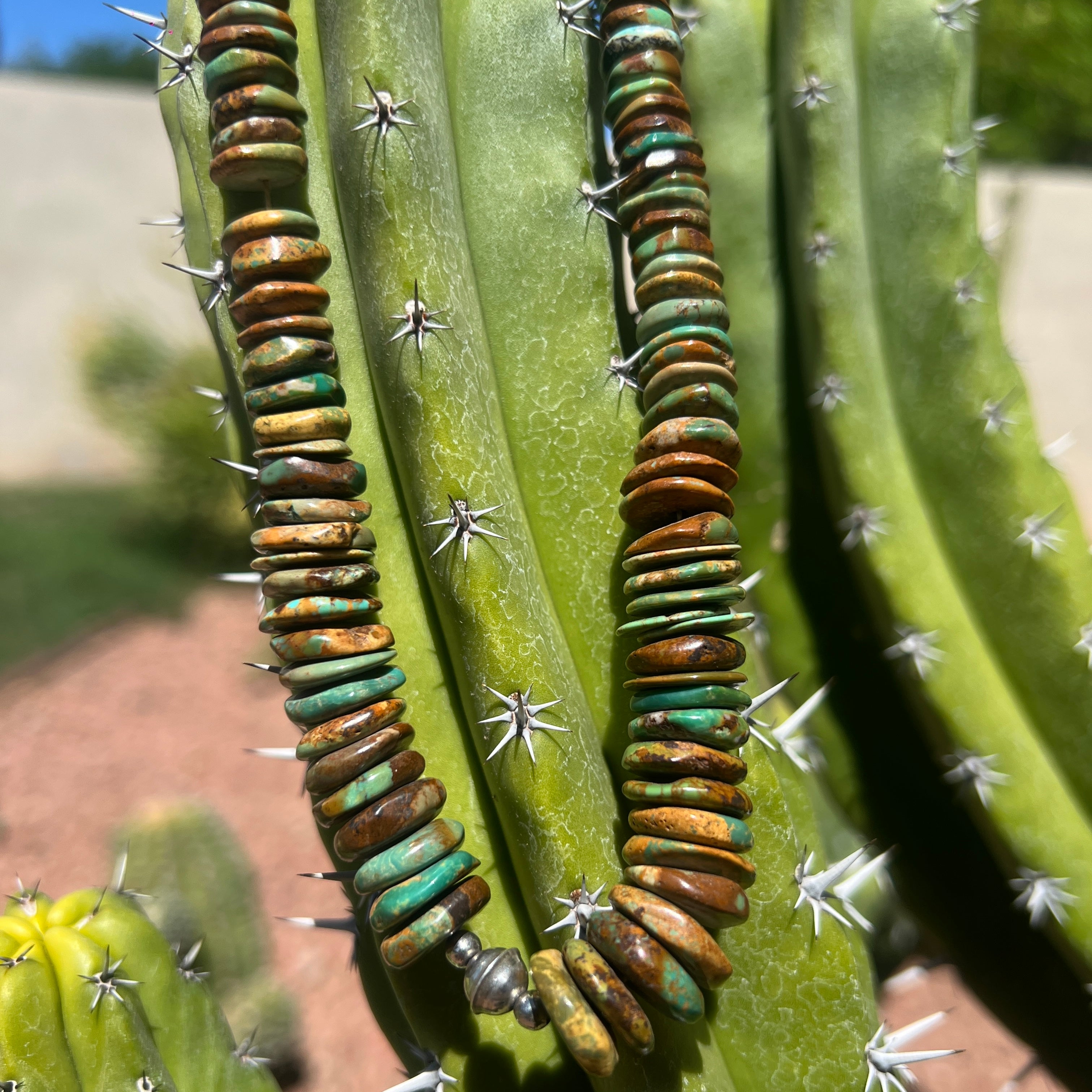 Checker Nevada Green Turquoise and Silver Necklace Santo Domingo