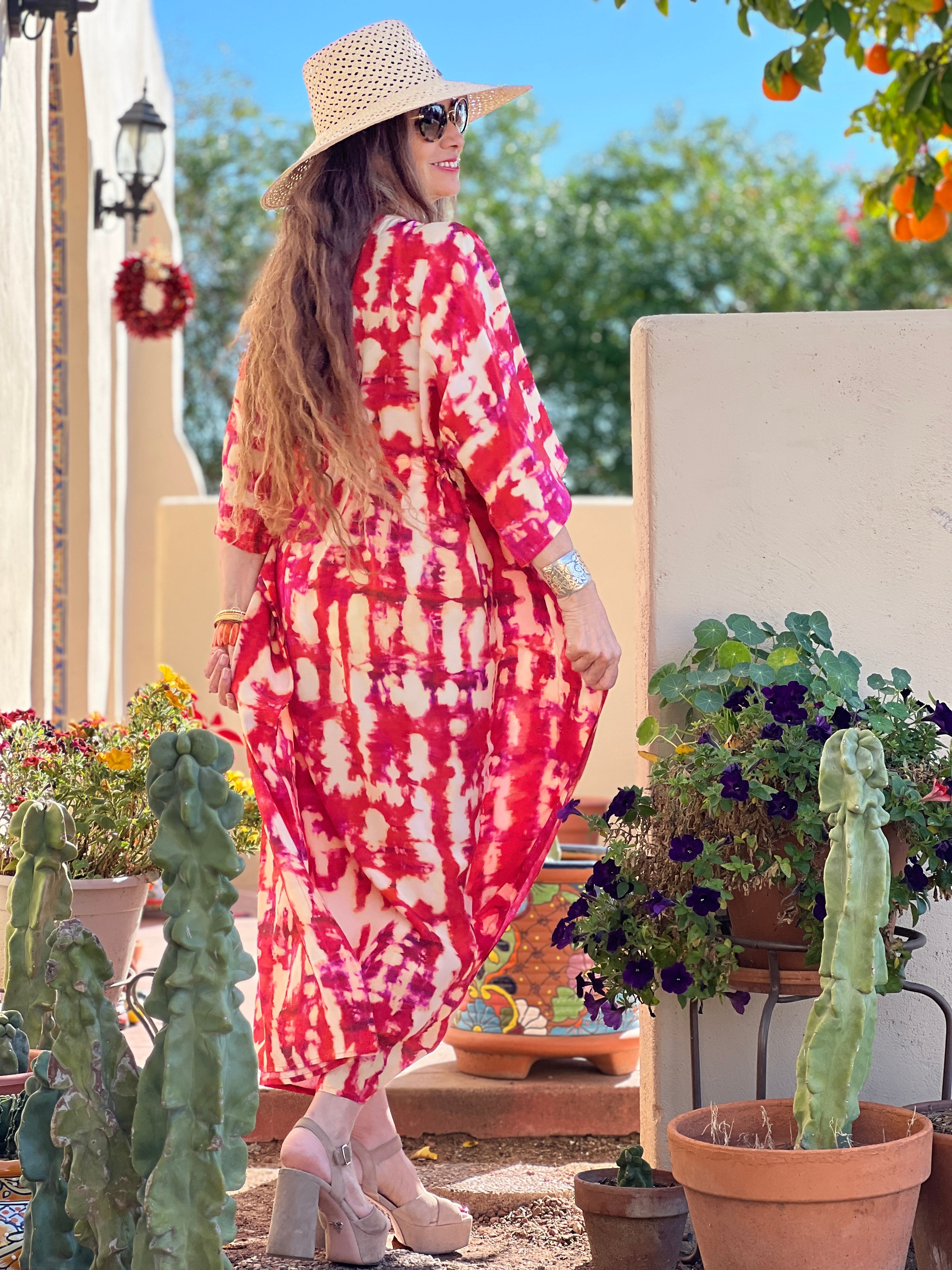 Amalfi Italian Silk Maxi Kaftan Dress ON BACKORDER 2-4 DAYS