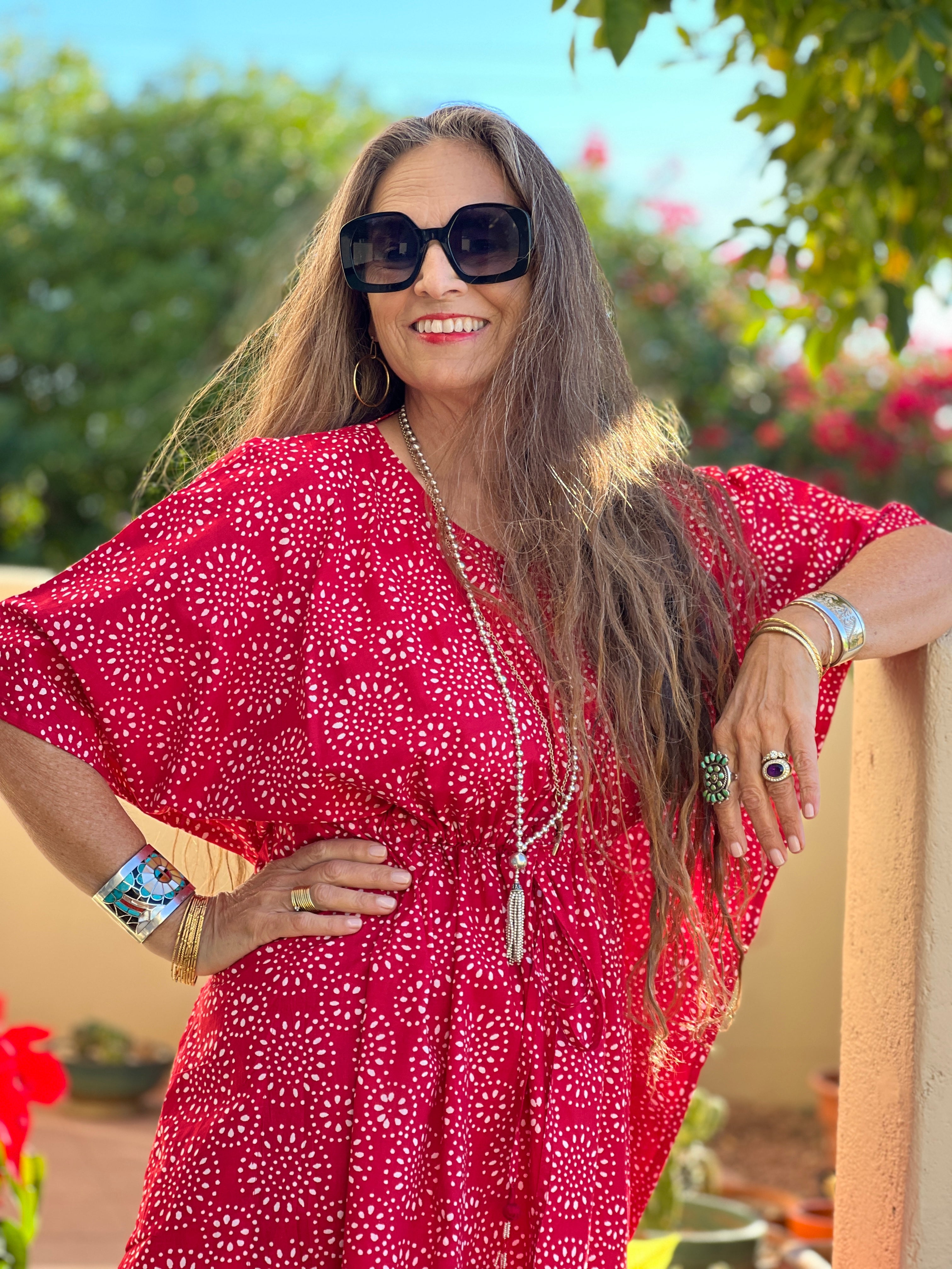 Ronnie Red Maxi Cotton Kaftan