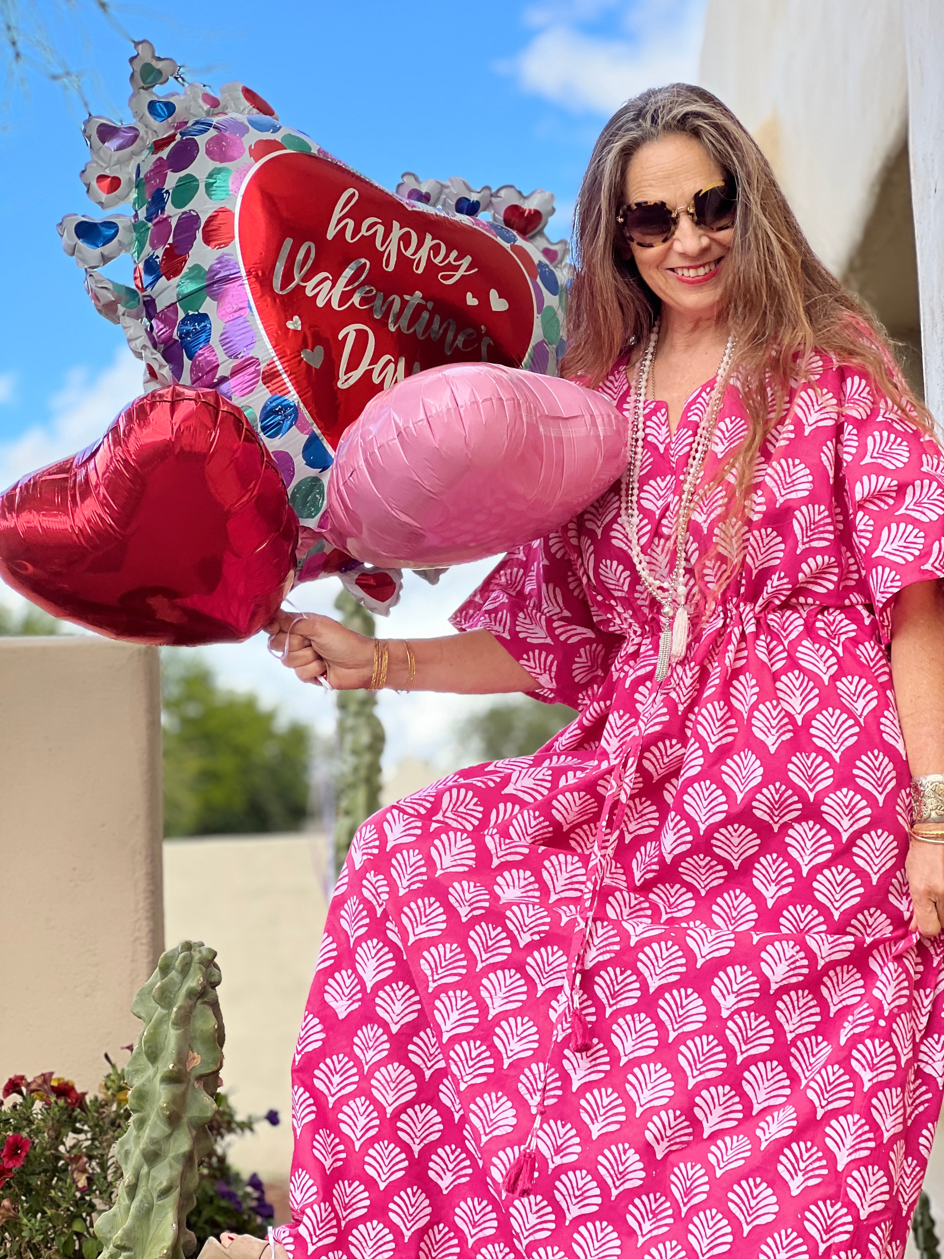 Fanfare Pink Maxi Kaftan Dress