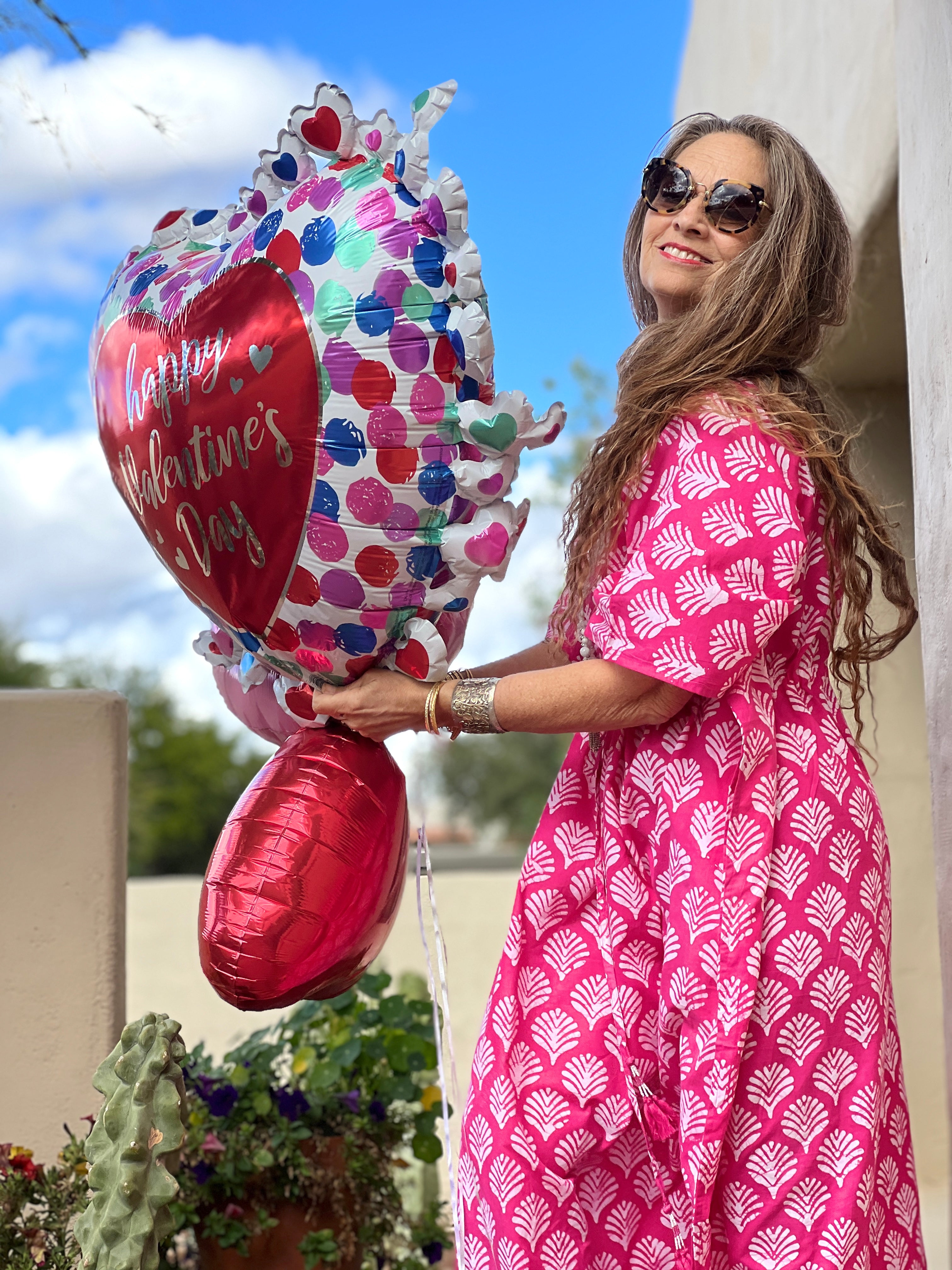 Fanfare Pink Maxi Kaftan Dress