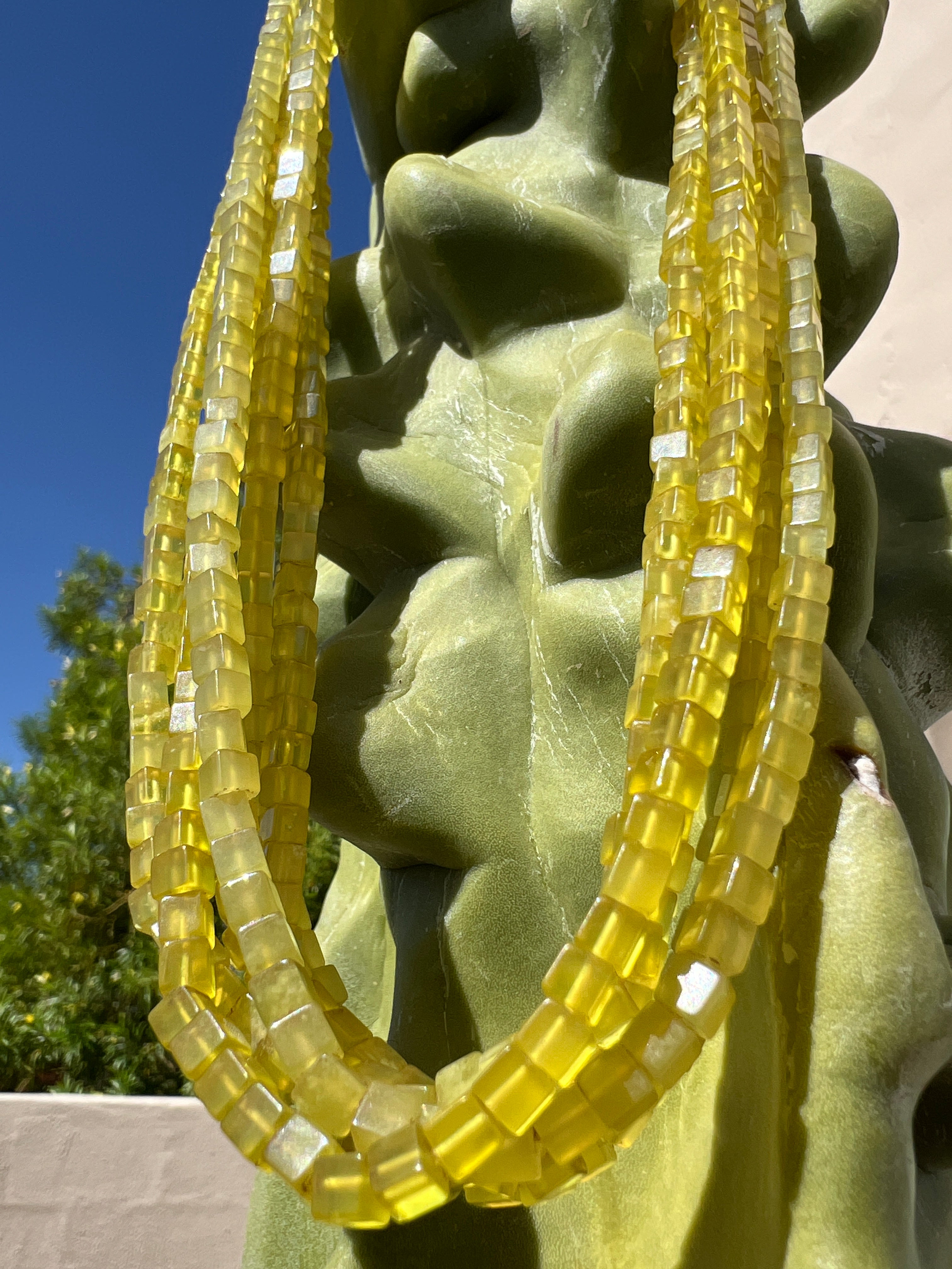 Yellow Serpentine and Heishi Six Strand Necklace Santo Domingo