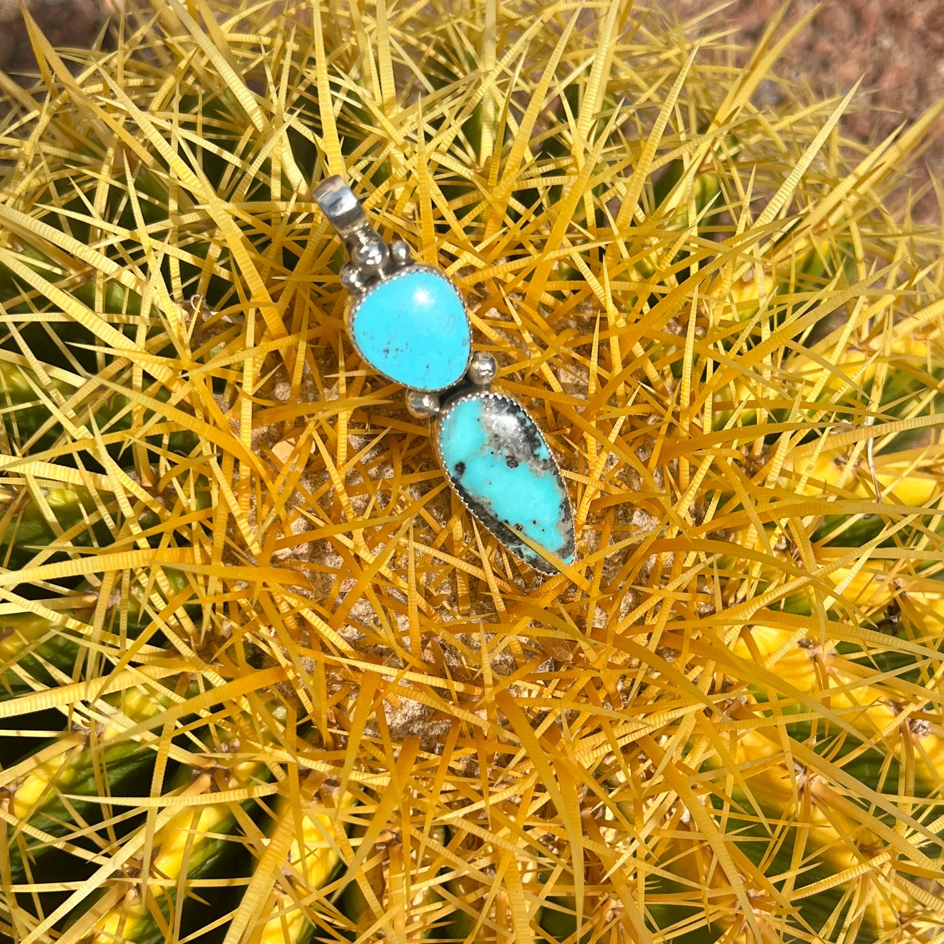 Navajo Silver and Sleeping Beauty Turquoise Pendant Necklace