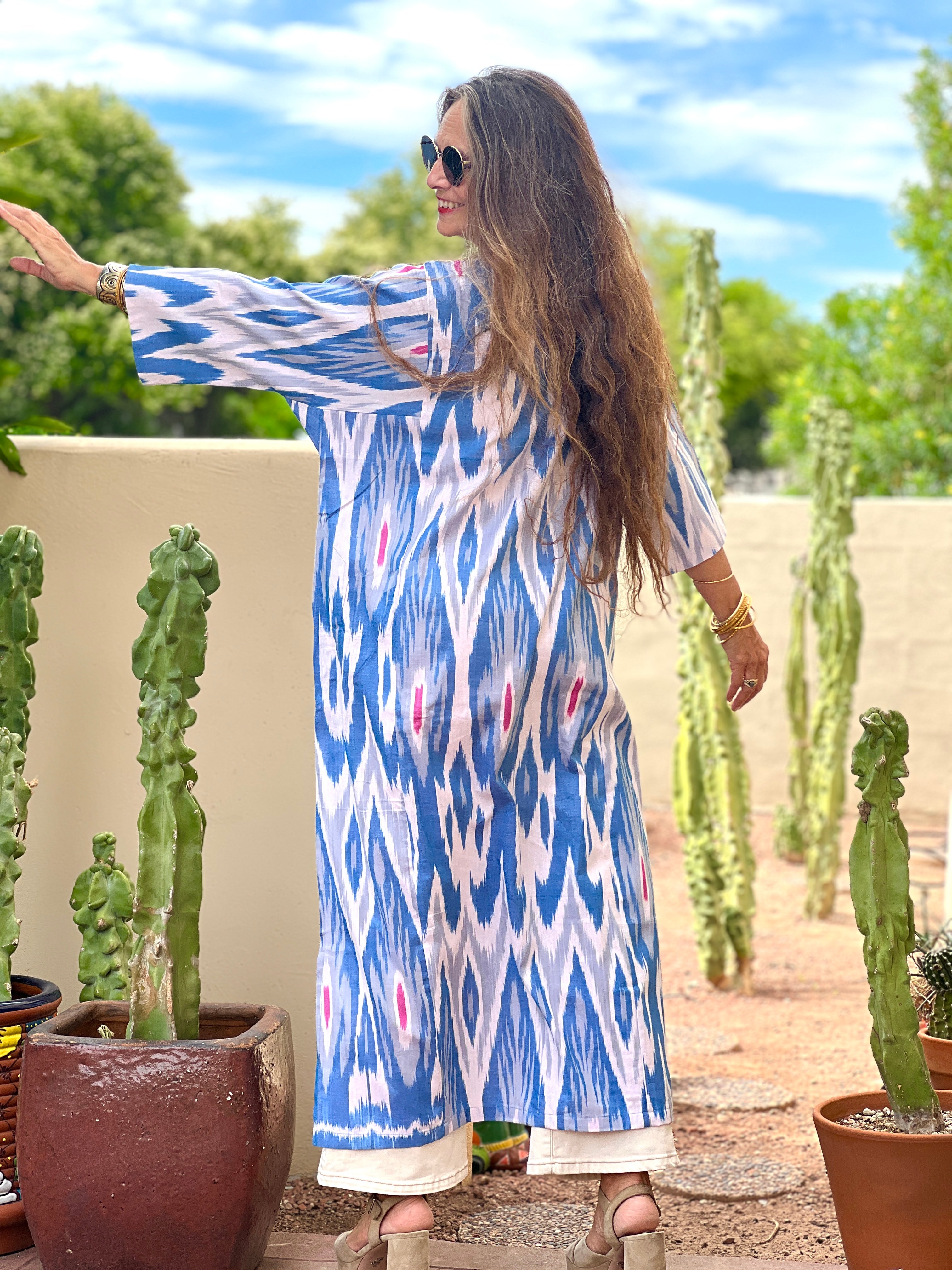 Bekobod Ikat Long Cotton Tunic Dress One Available
