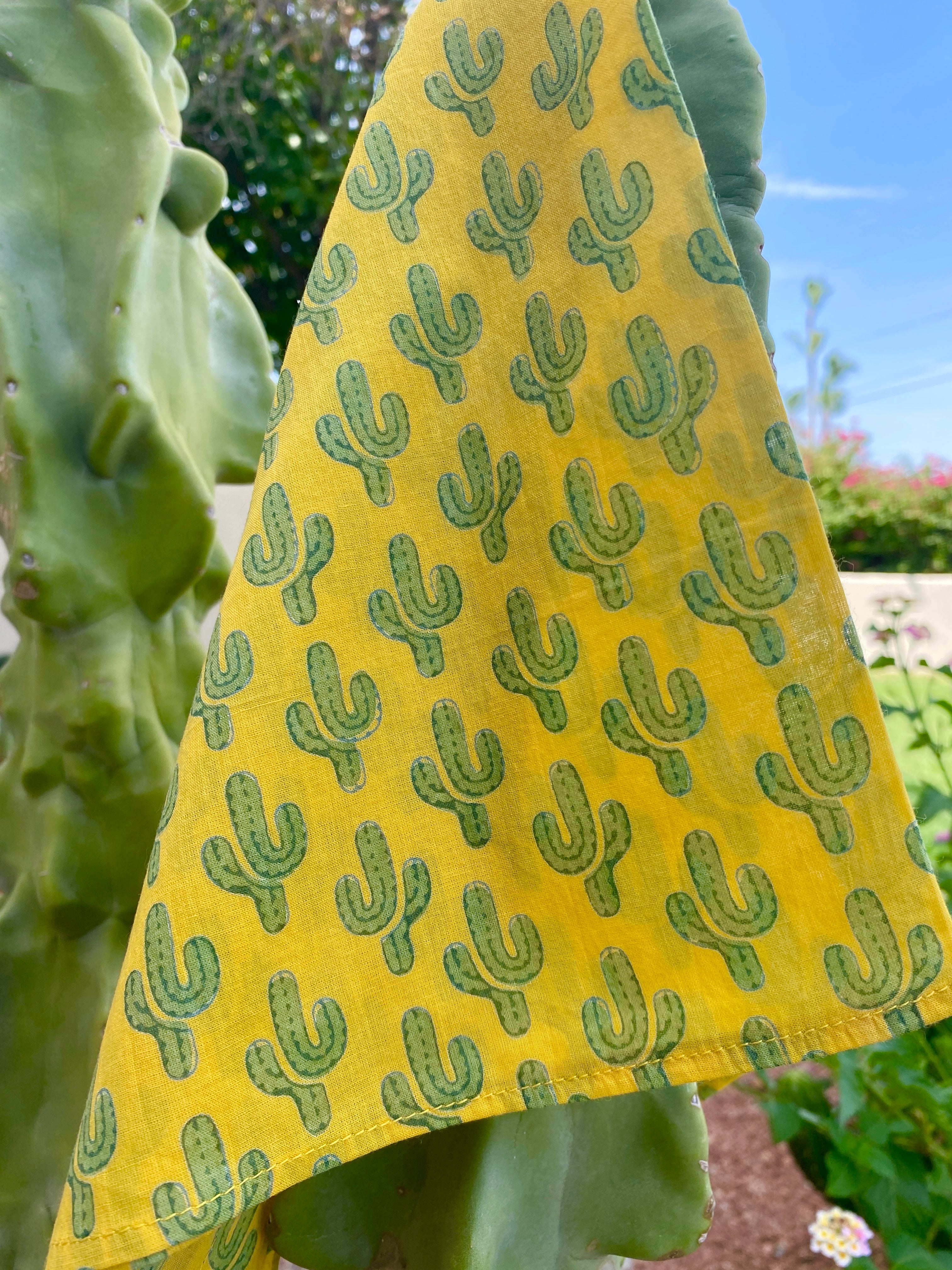 Prickly Pax Marigold Cactus Cotton Bandana