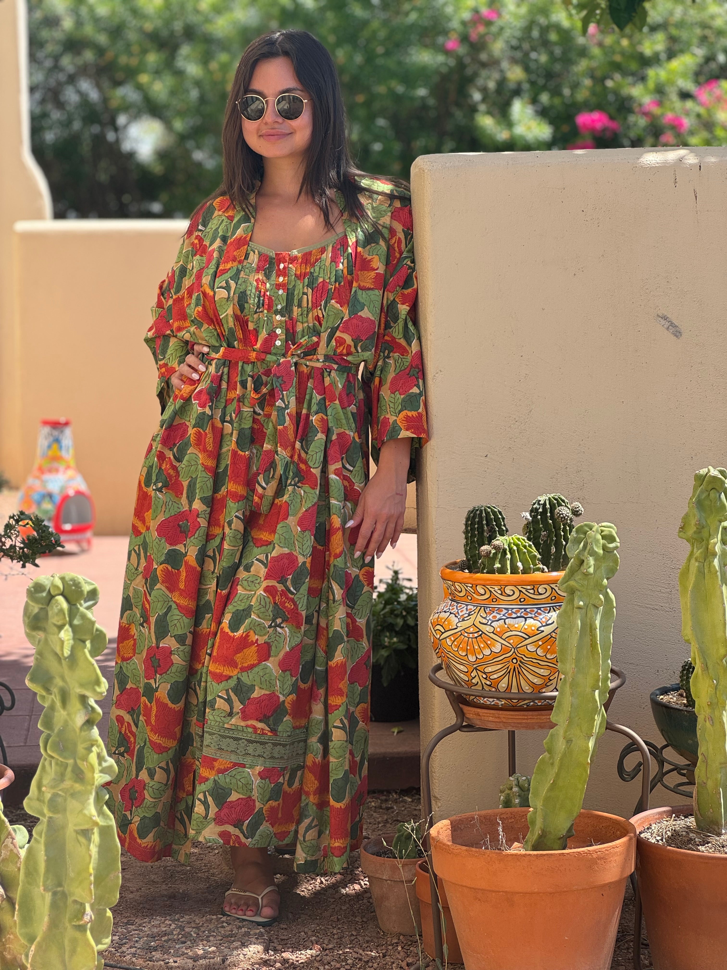 Frida Floral Cotton Dress Robe