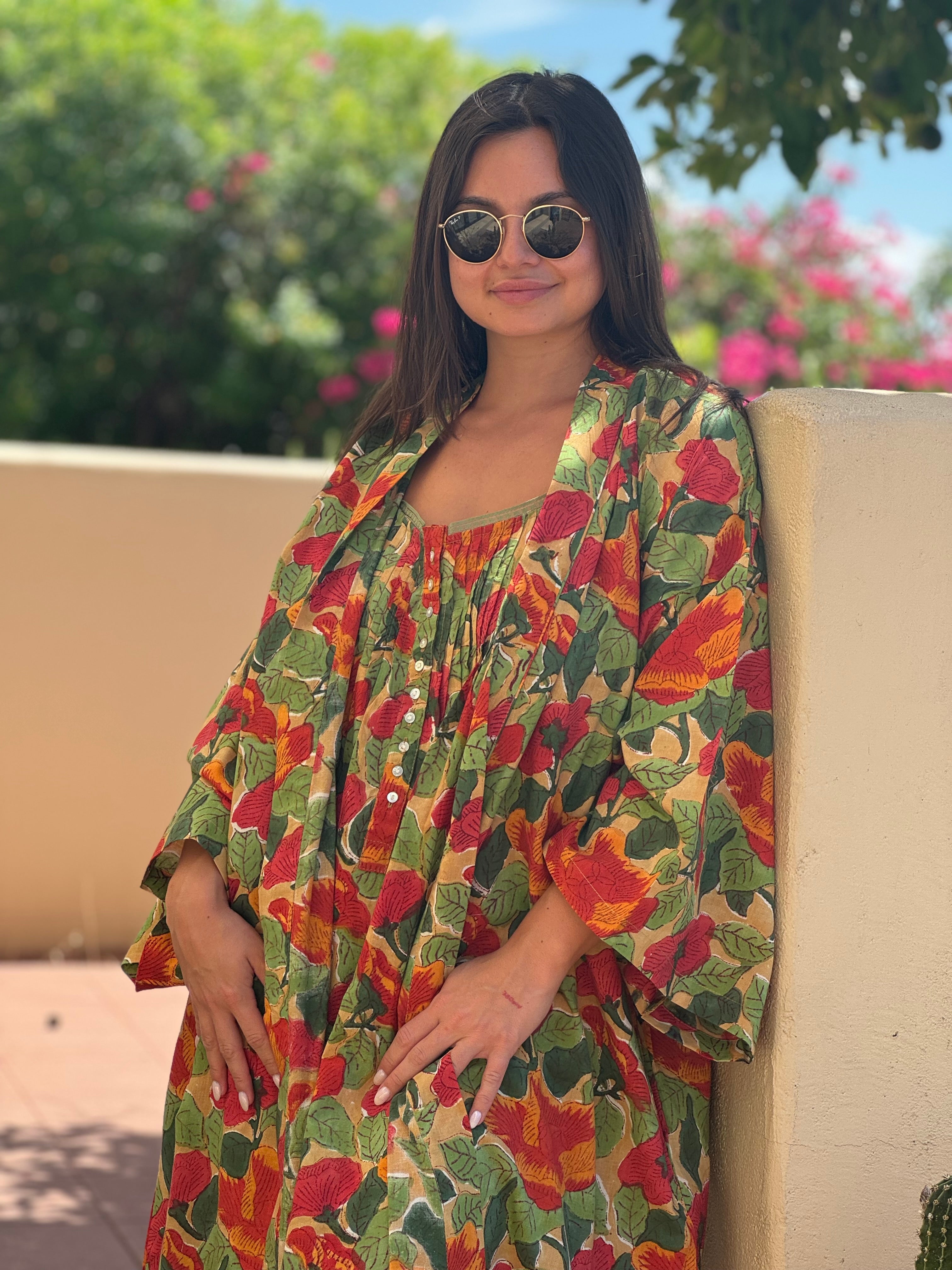 Frida Floral Cotton Dress Robe