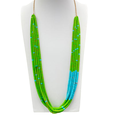 Turquoise/Gaspeite Heishi Necklace Five Strand