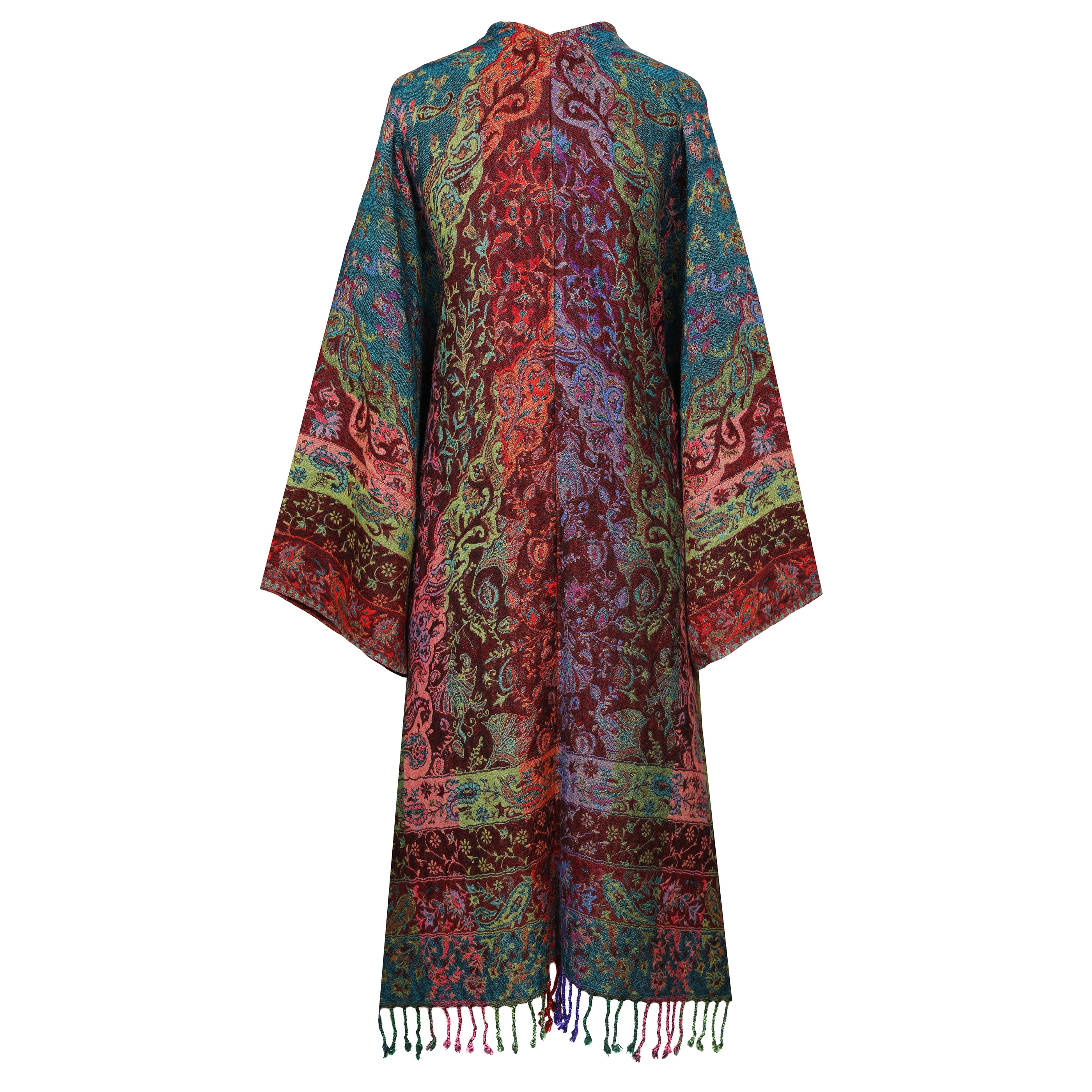 Orange and Tomato Red Boiled Wool Kimono Coat One of a Kind
