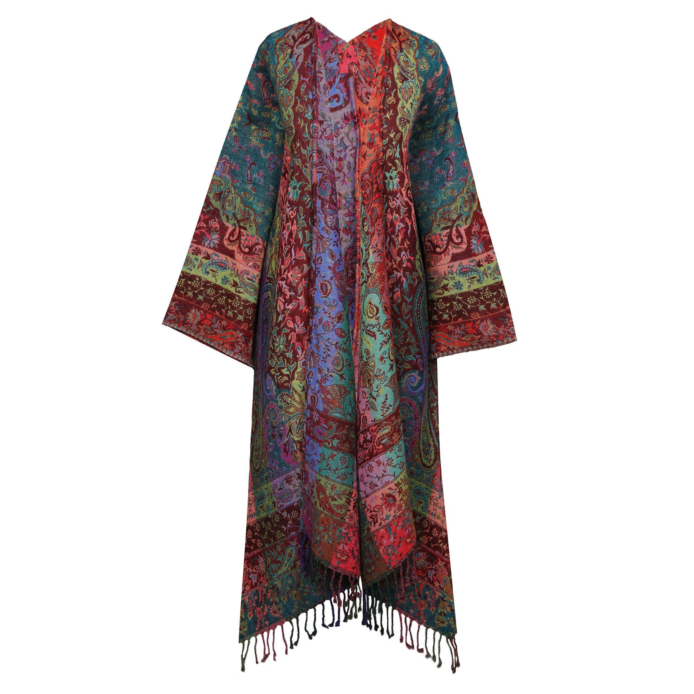 Scarlet Pimpernel Paisley Boiled Wool Kimono Coat