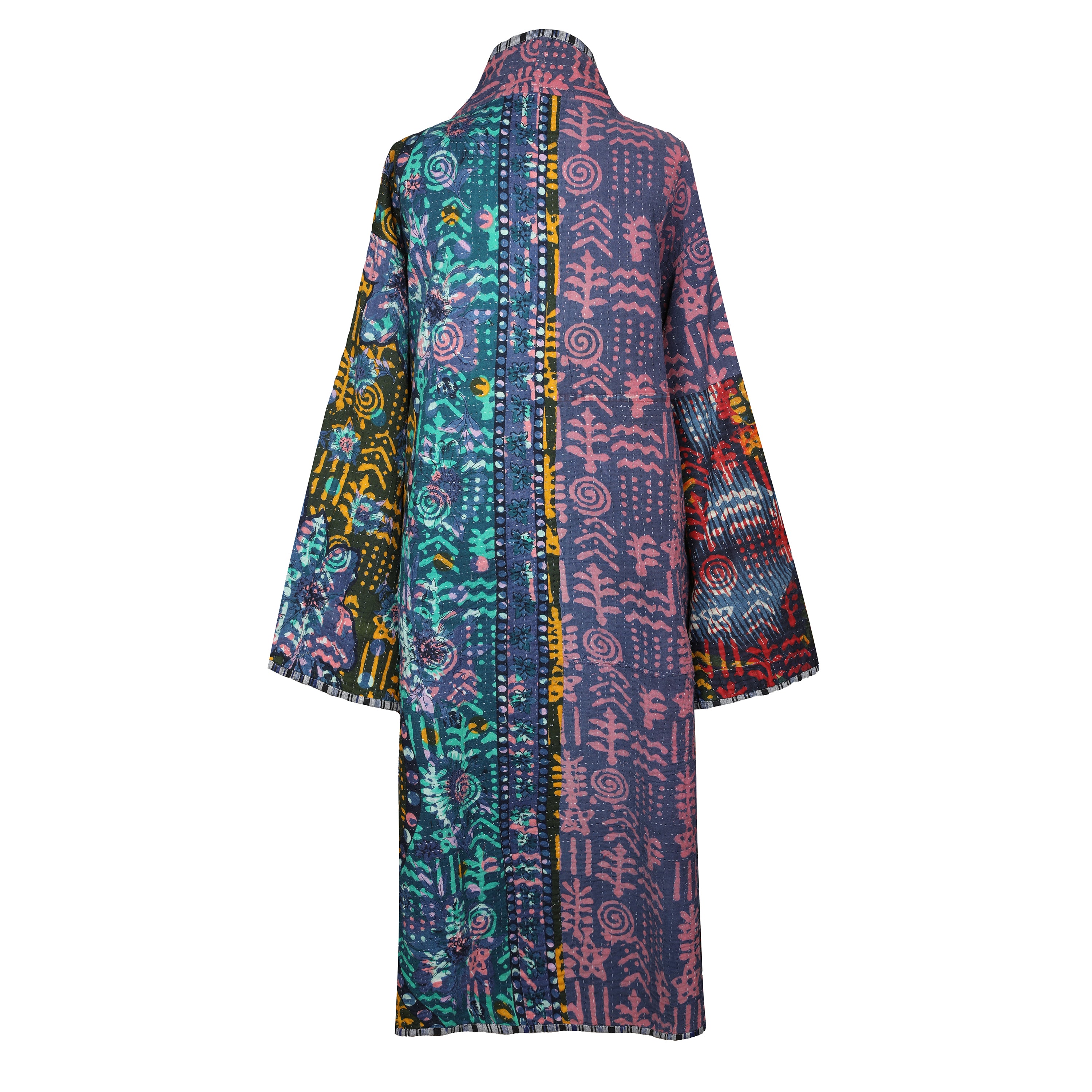 Ranchi Indigo Cotton Vintage Quilted Kantha Coat ONE OF KIND