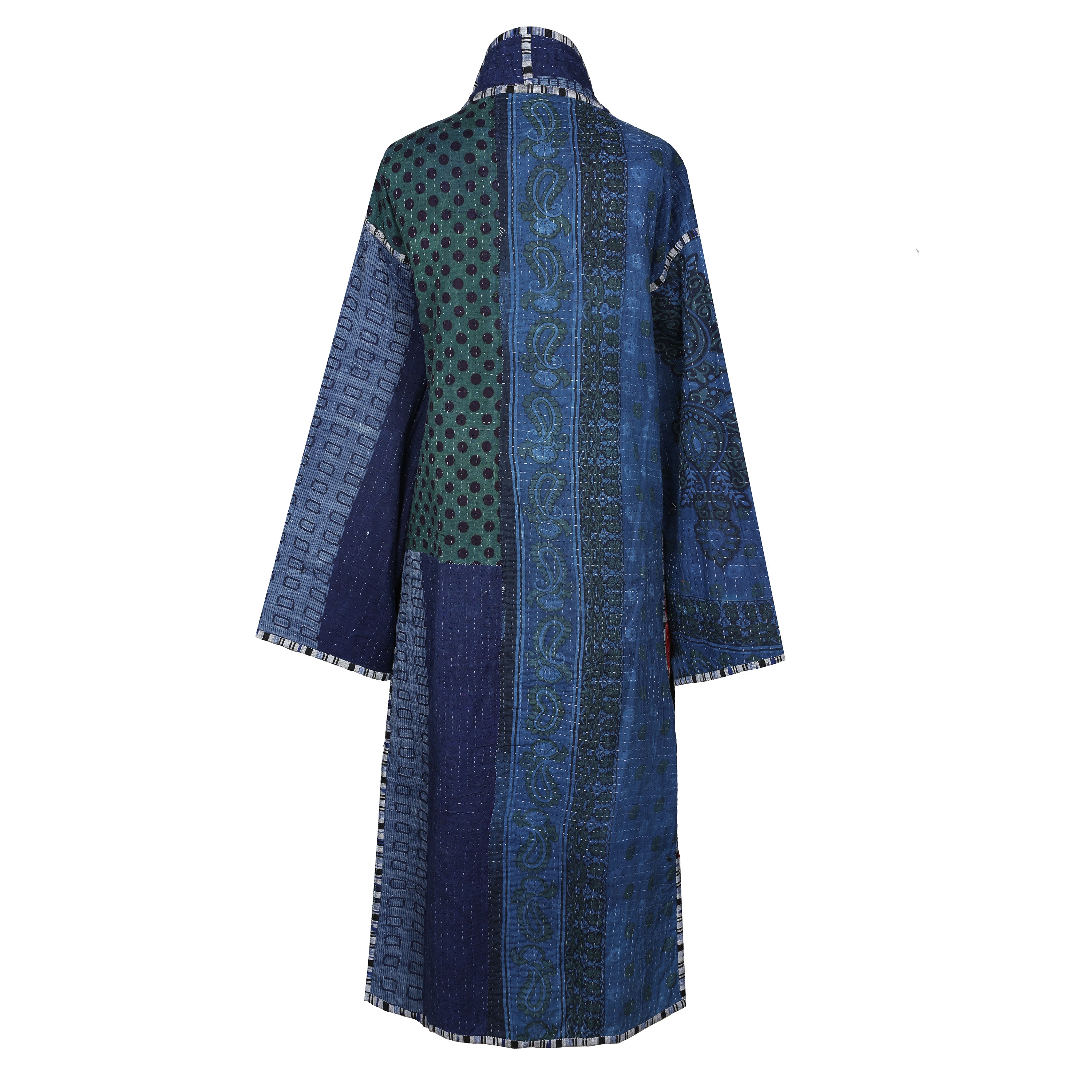 Ranchi Indigo Cotton Vintage Quilted Kantha Coat ONE OF KIND