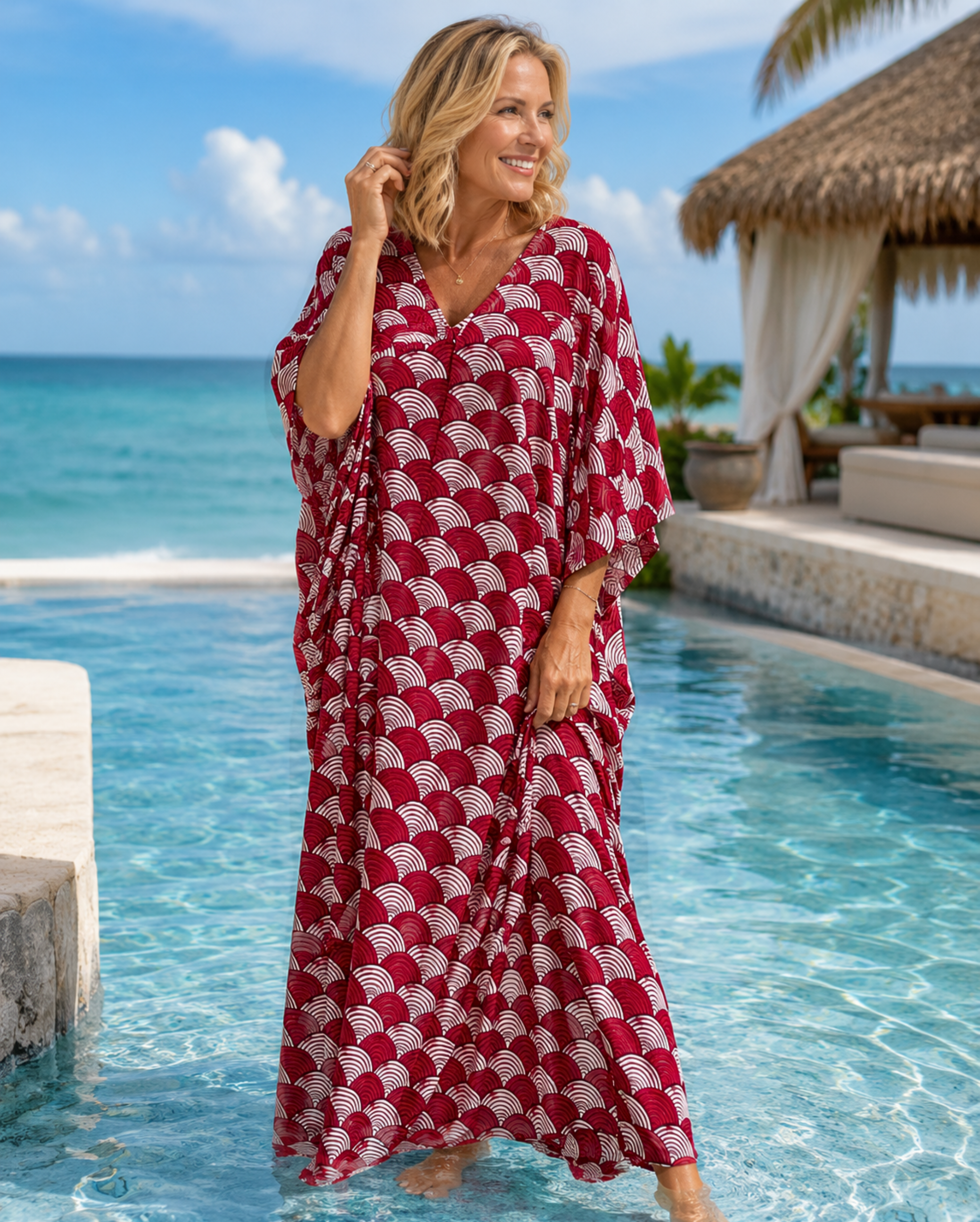 La Scala Red Pax Relax Kaftan Dress