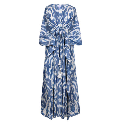 La Spezia Cotton Ikat Maxi Kaftan Dress Hand Woven Only One Available