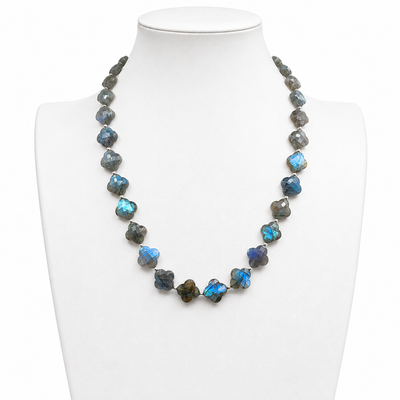 Labradorite Faceted Quatrefoil Necklace One of a Kind
