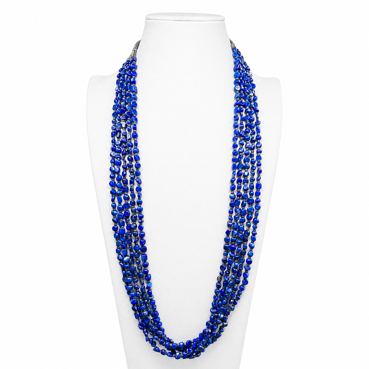 Natural Lapis and Heishi Five Strand Necklace Santo Domingo