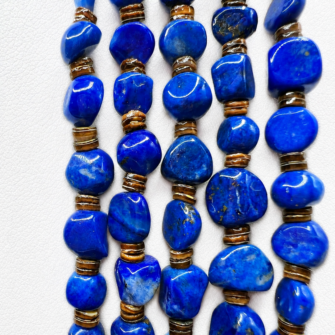 Natural Lapis and Heishi Five Strand Necklace Santo Domingo