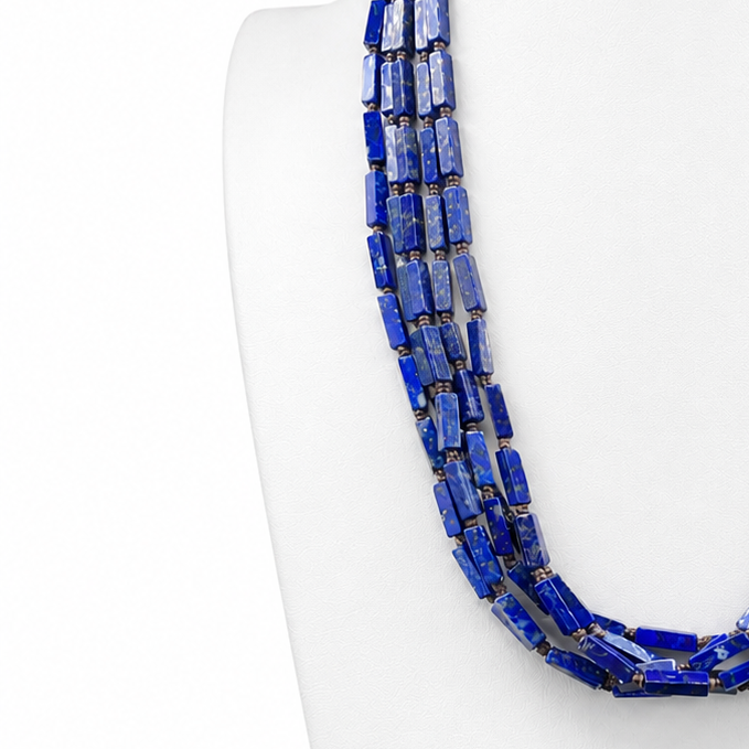 Lapis and Heishi Five Strand Santo Domingo Necklace