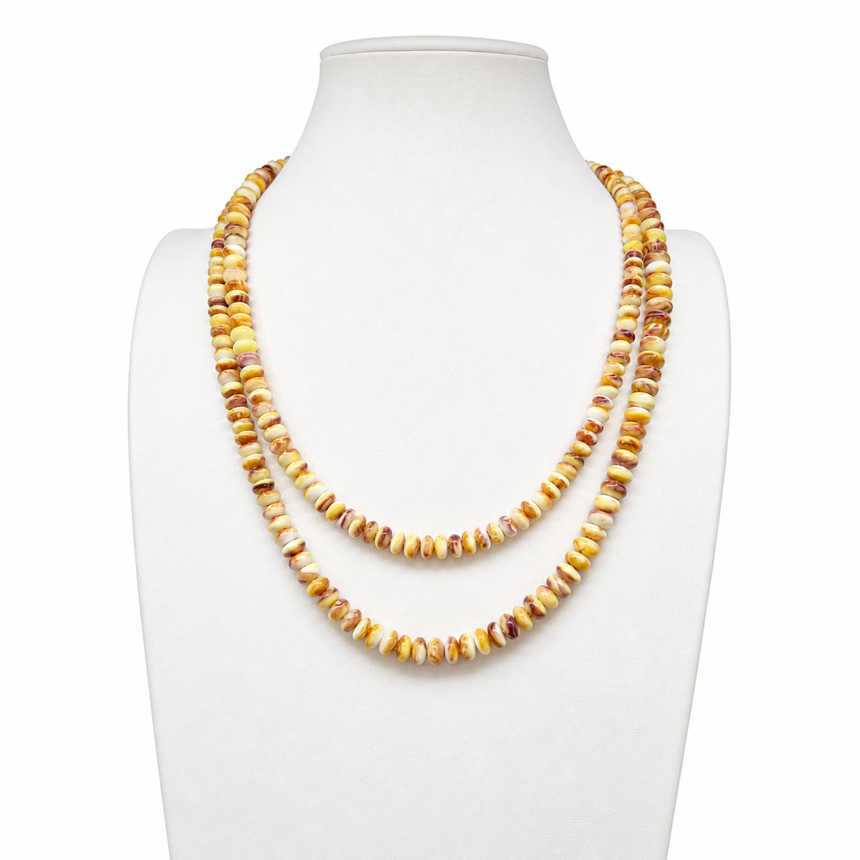 Long Yellow Spiny Oyster Graduated Necklace