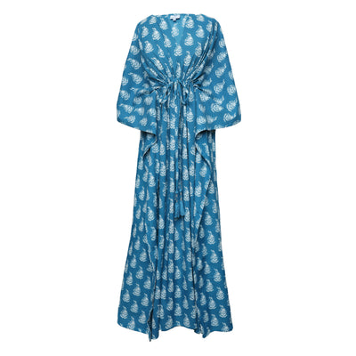 Luisa Teal Maxi Kaftan Dress