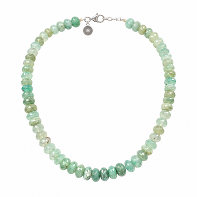 African Aqua Chalcedony  (Aquaprase) Faceted Choker Necklace