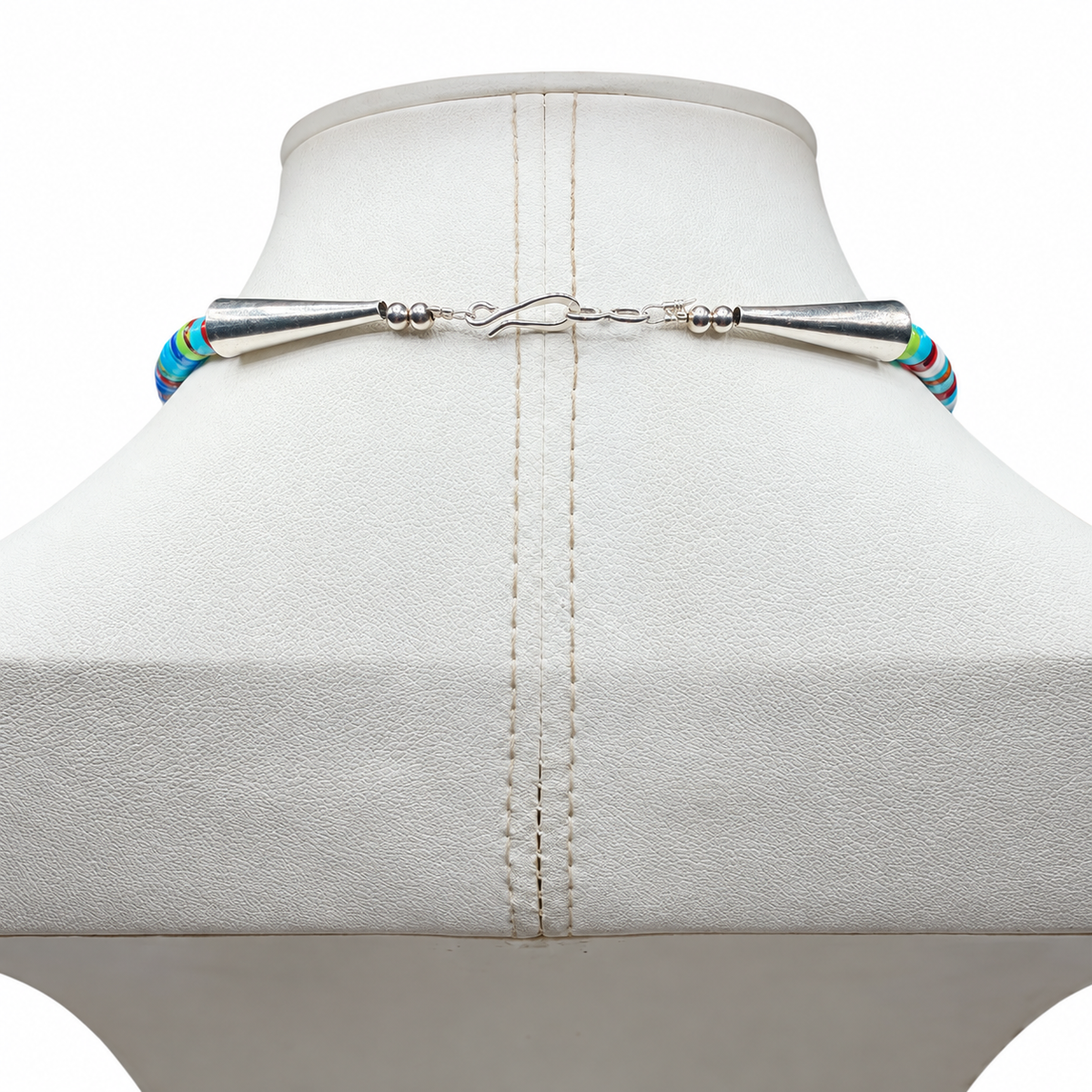 Mosaic Inlay Turquoise Multi Stone Pendant Necklace Santo Domingo