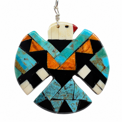 Mosaic Turquoise Thunderbird Inlay Pendant Necklace