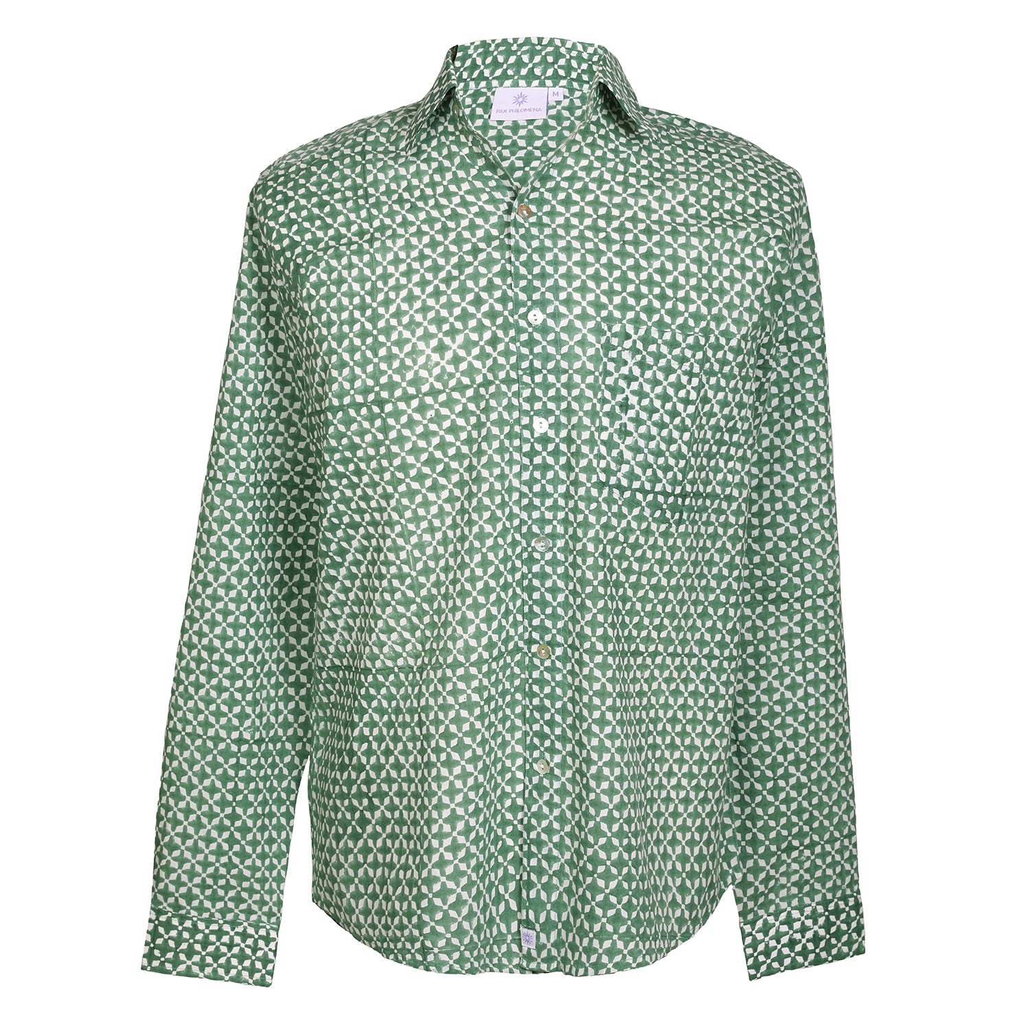 Mykonos Emerald Long Sleeve Men's Button Up Shirt