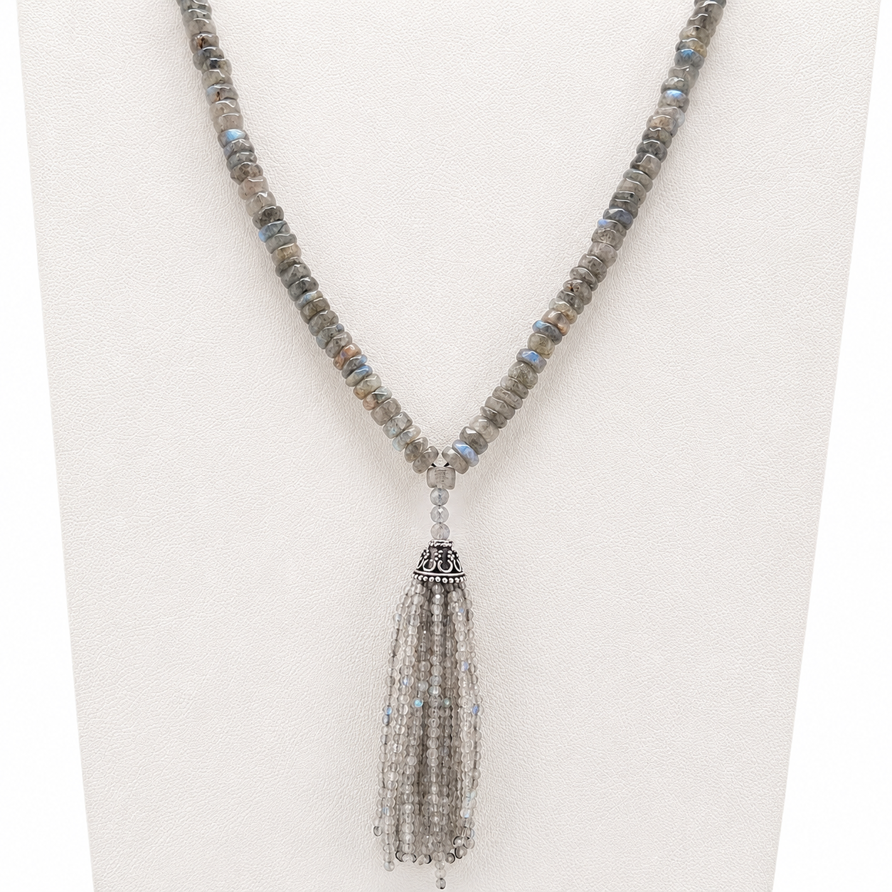 Natural Labradorite Tassel Mala Necklace