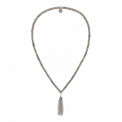 Natural Labradorite Tassel Mala Necklace