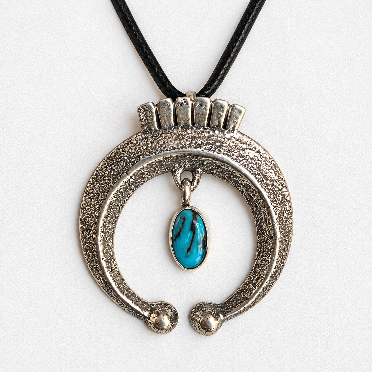 Navajo Silver Naja with Dangling Kingman Turquoise Pendant Necklace