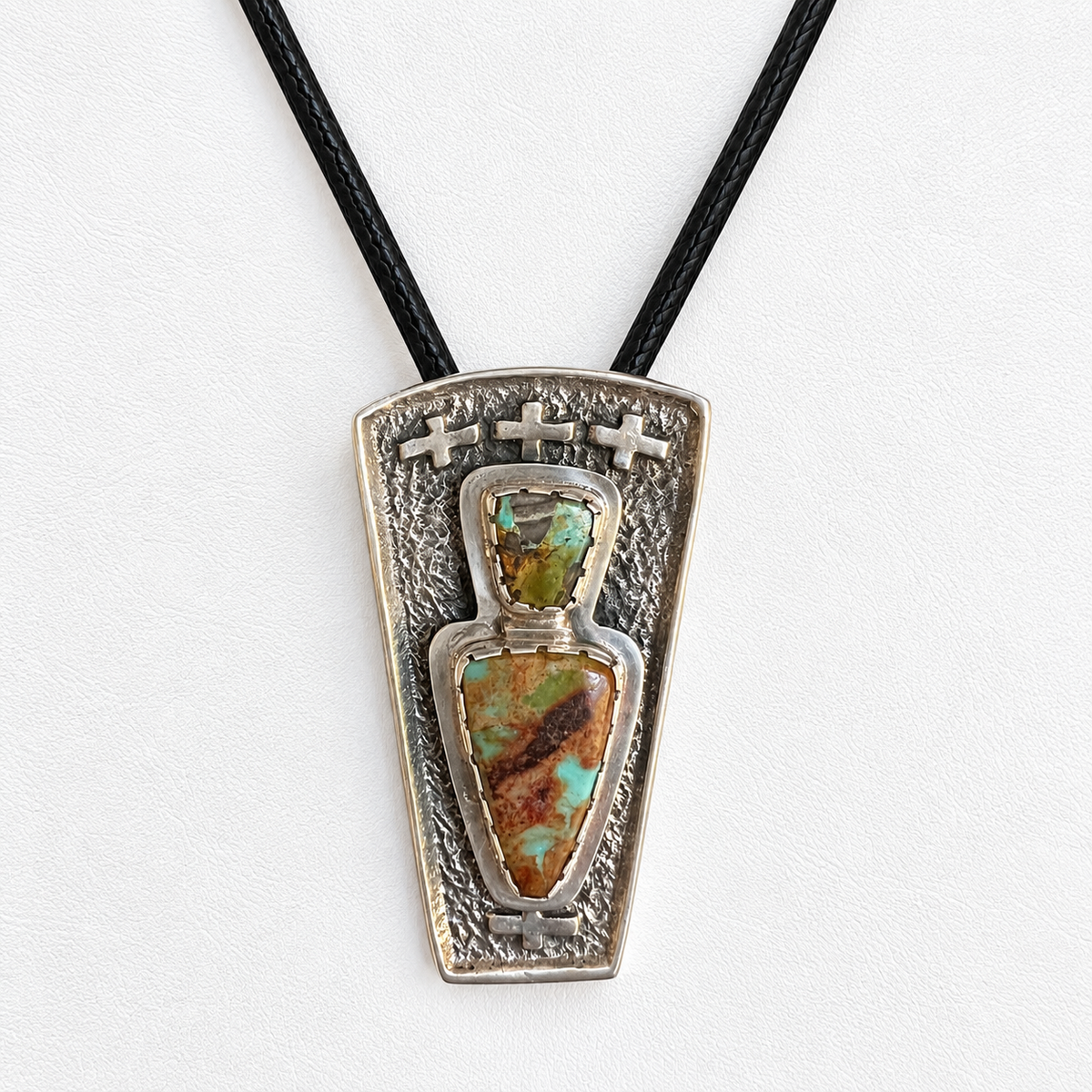 Navajo Yei Be Chei Silver and Royston Turquoise Pendant Necklace