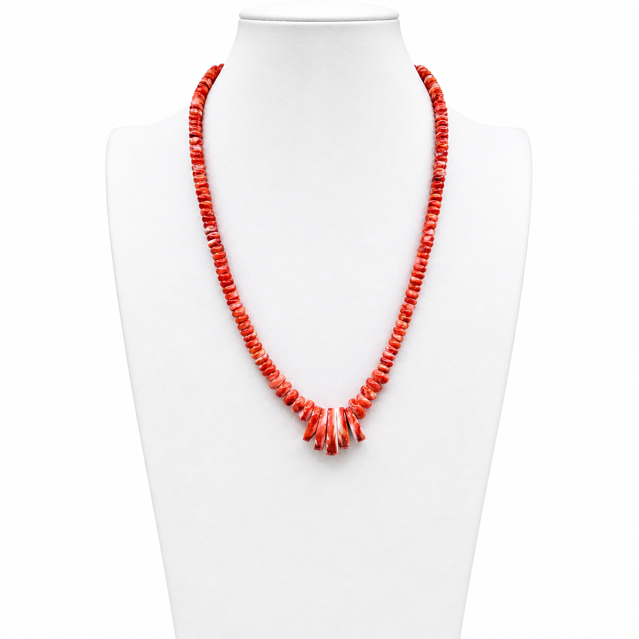 Rare Red Spiny Oyster and Heishi Santo Domingo Necklace