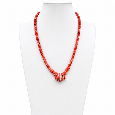 Rare Red Spiny Oyster and Heishi Santo Domingo Necklace