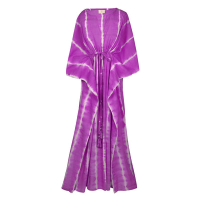 Ponza Purple Shibori Maxi Kaftan Dress