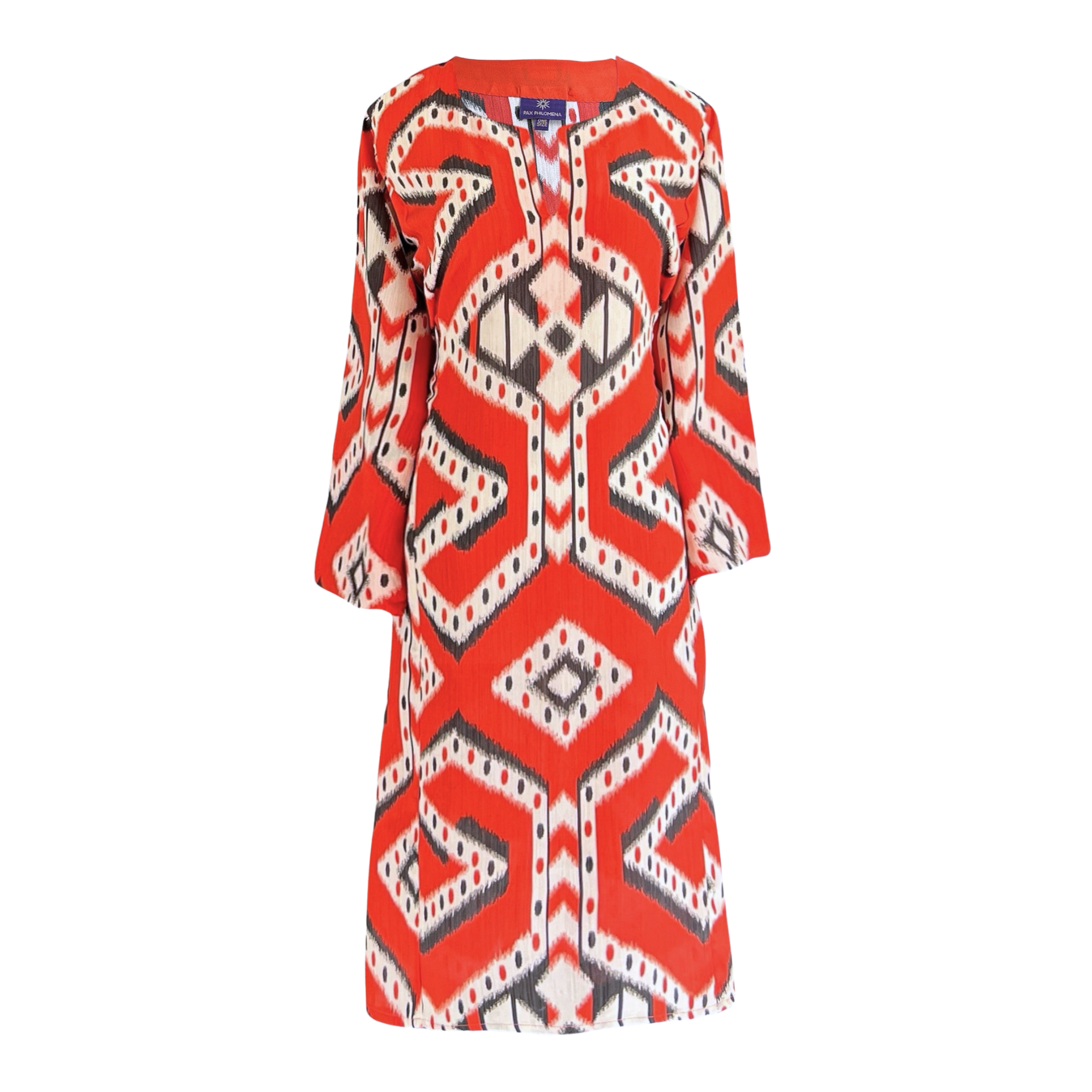 Bukhara Coral Ikat Italian Silk Tunic
