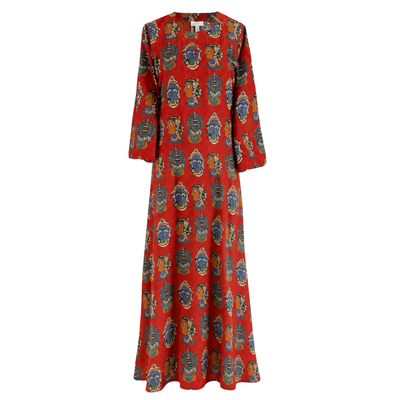 Red Goddess Ammavari Long Cotton Tunic Dress